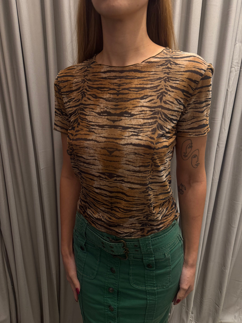 Blumarine Leopard Print Mesh Twin Set
