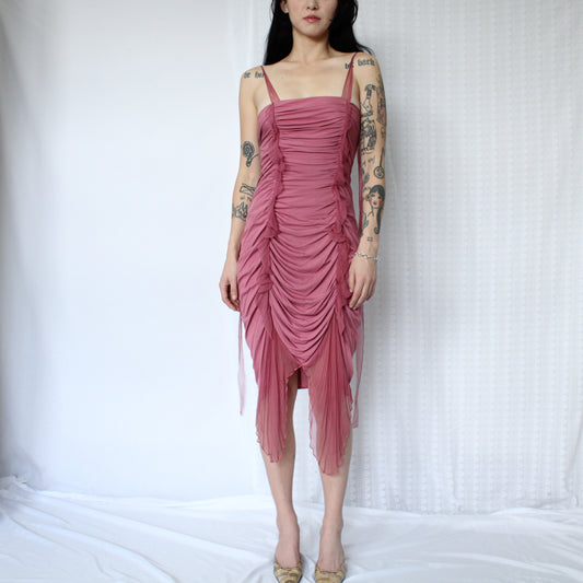 Emanuel Ungaro Silk Ruched Pink Dress