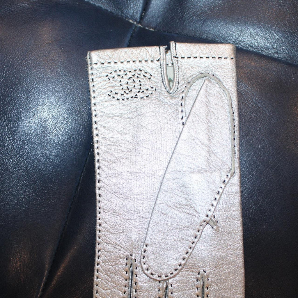 Vintage Leather Chanel Silver Gloves