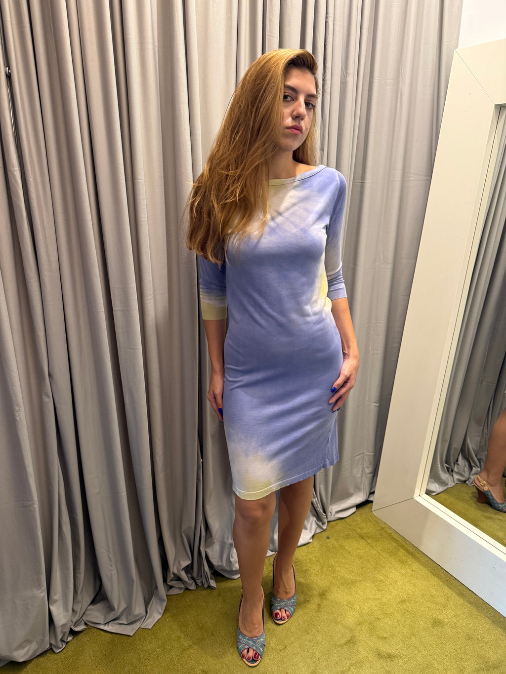 Blumarine Silk Blend Tie-Dye Knit Dress