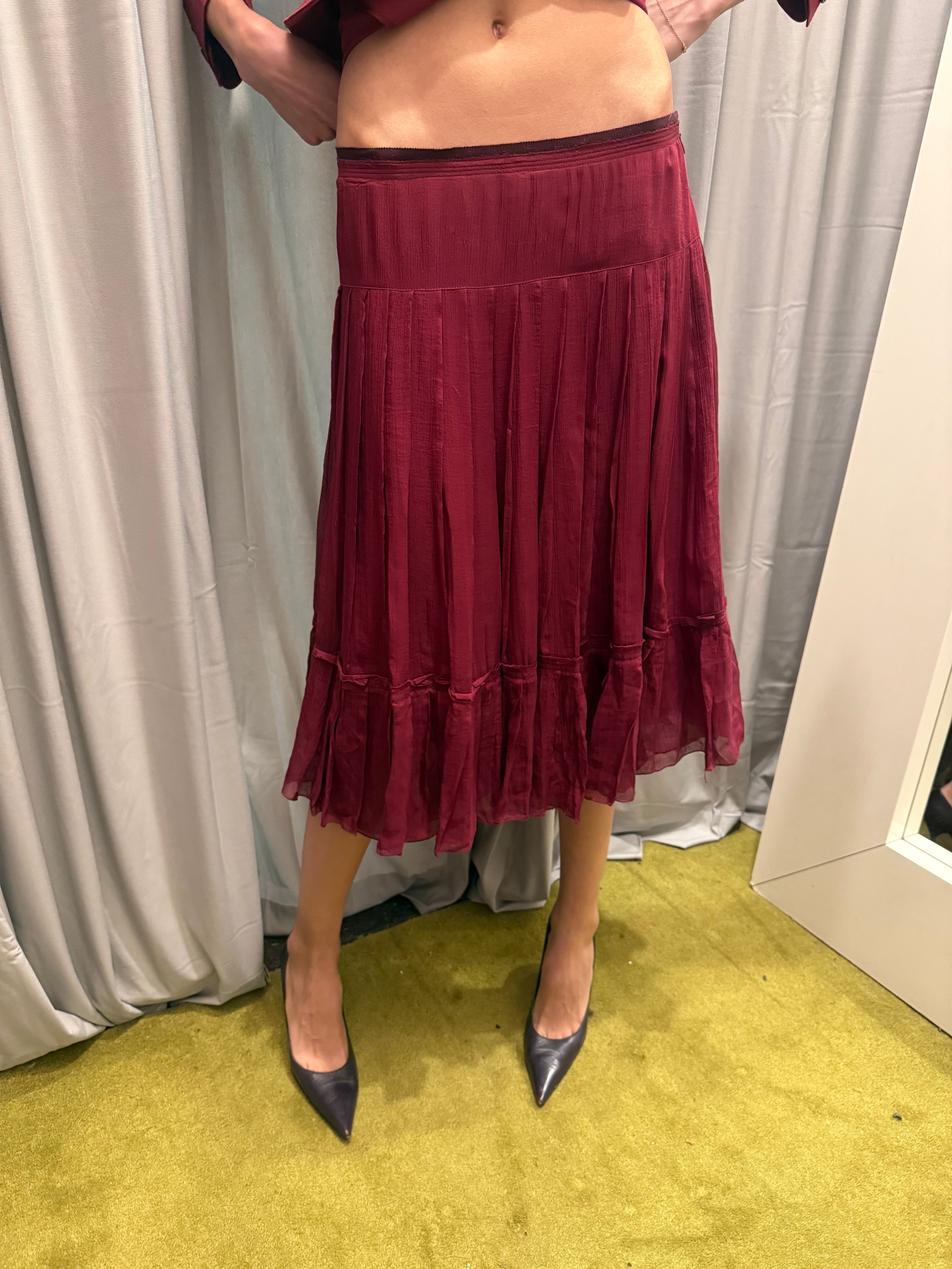 Prada Burgundy Silk Skirt
