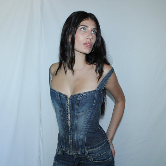 Roberto Cavalli  S/S 2003 Denim Corset Top