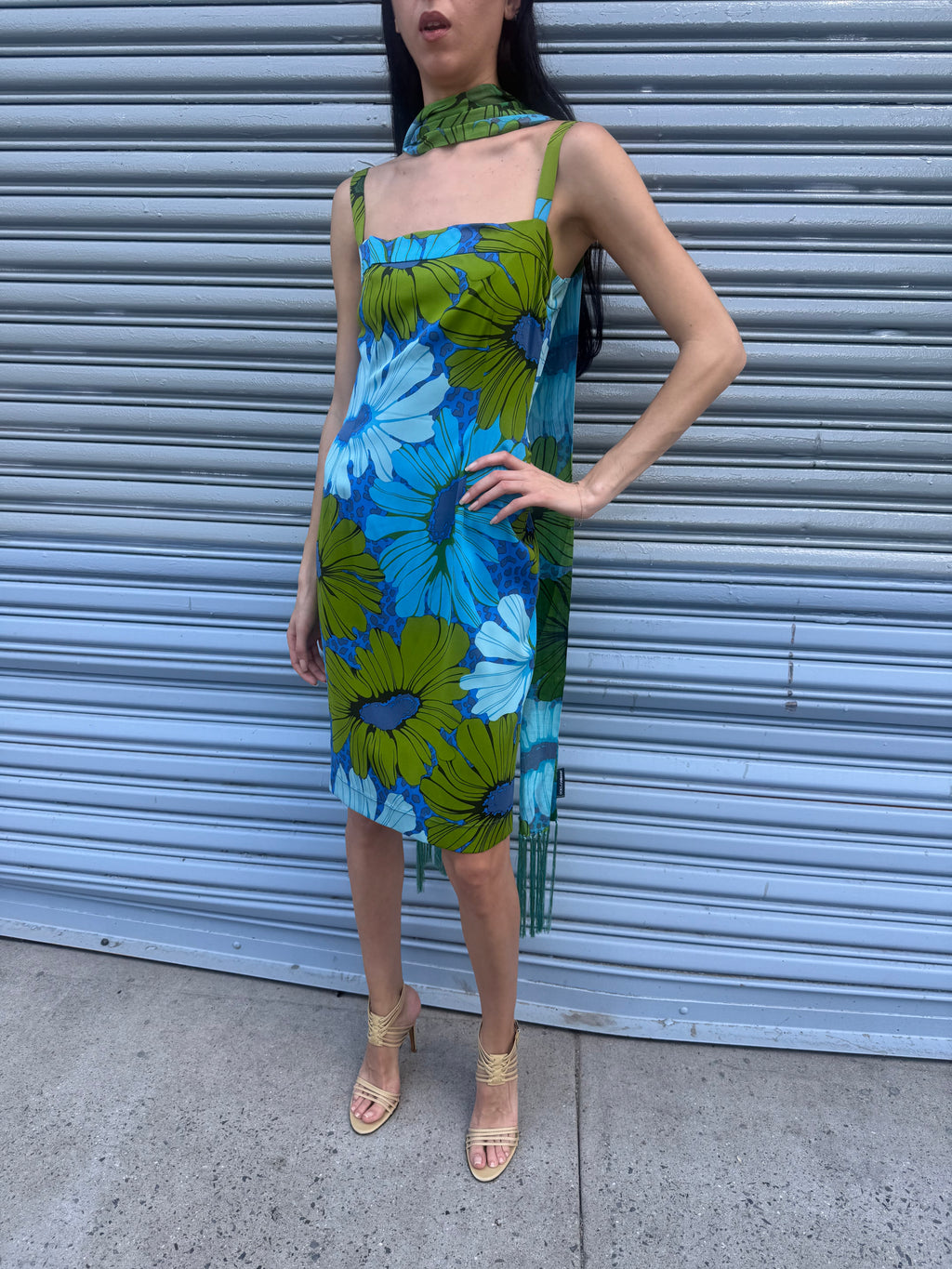 Dolce & Gabbana Silk Dress W/ Scarf