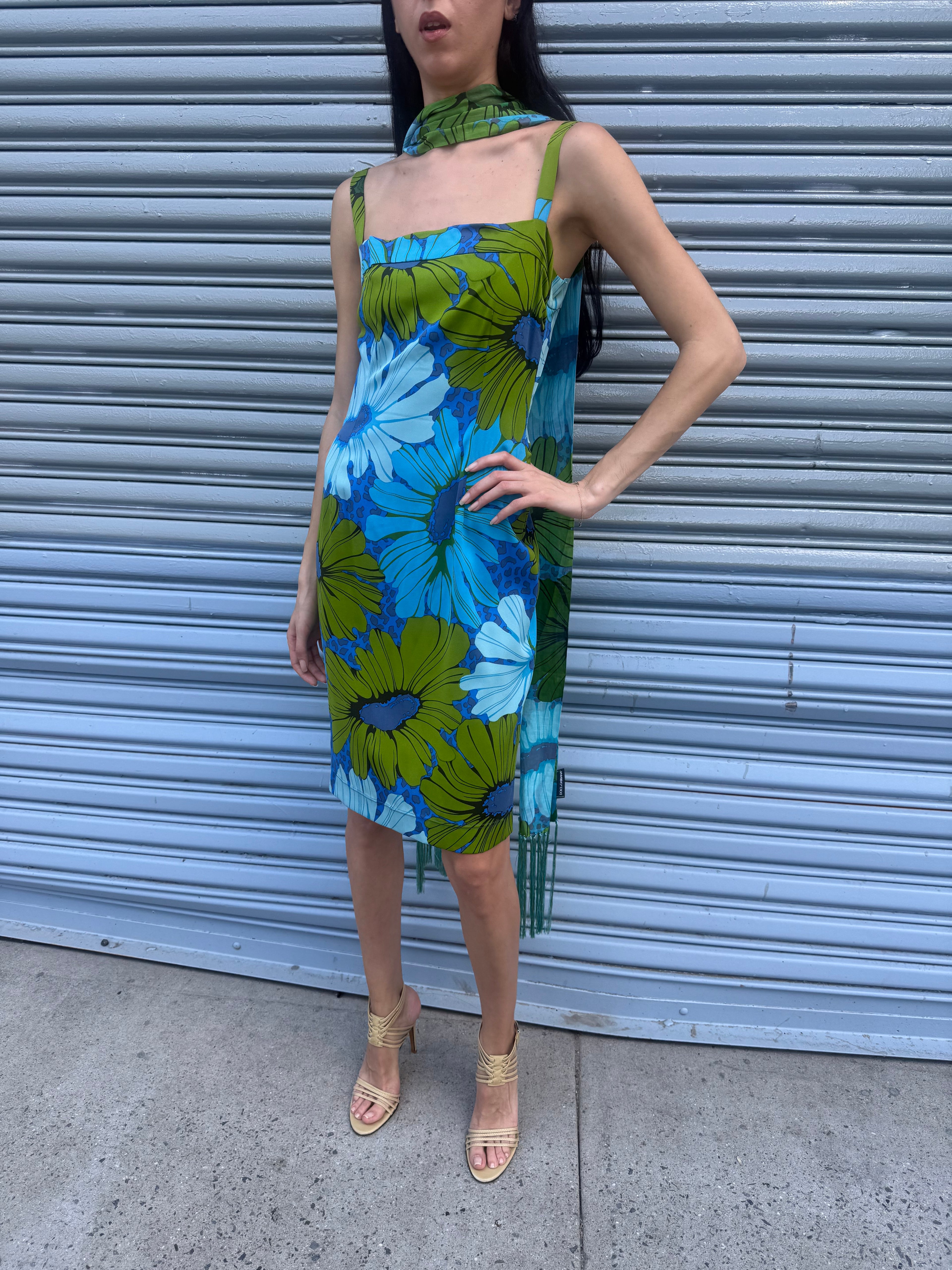 Dolce & Gabbana Silk Dress W/ Scarf