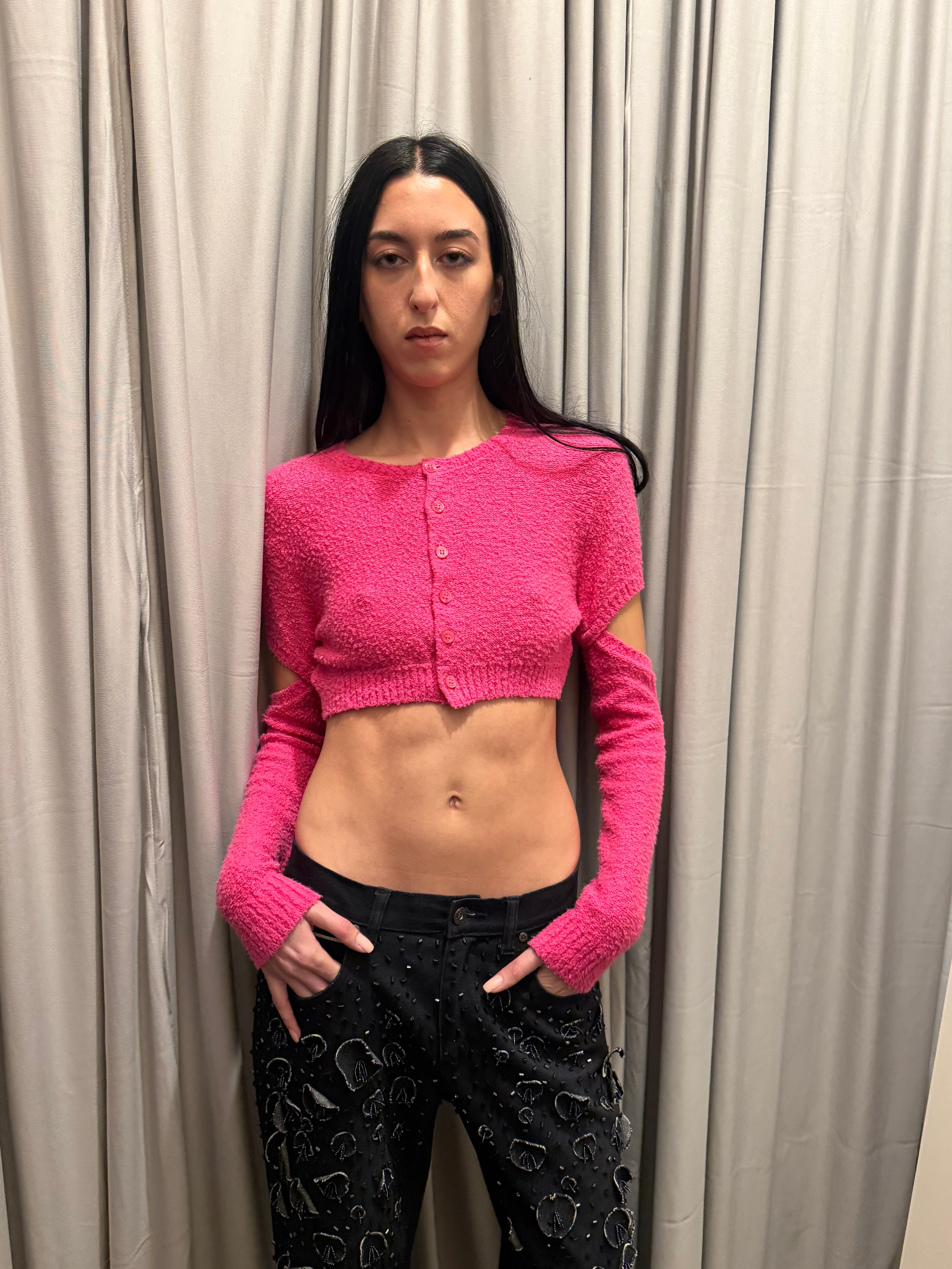 Undercover Cropped Pink Sweater