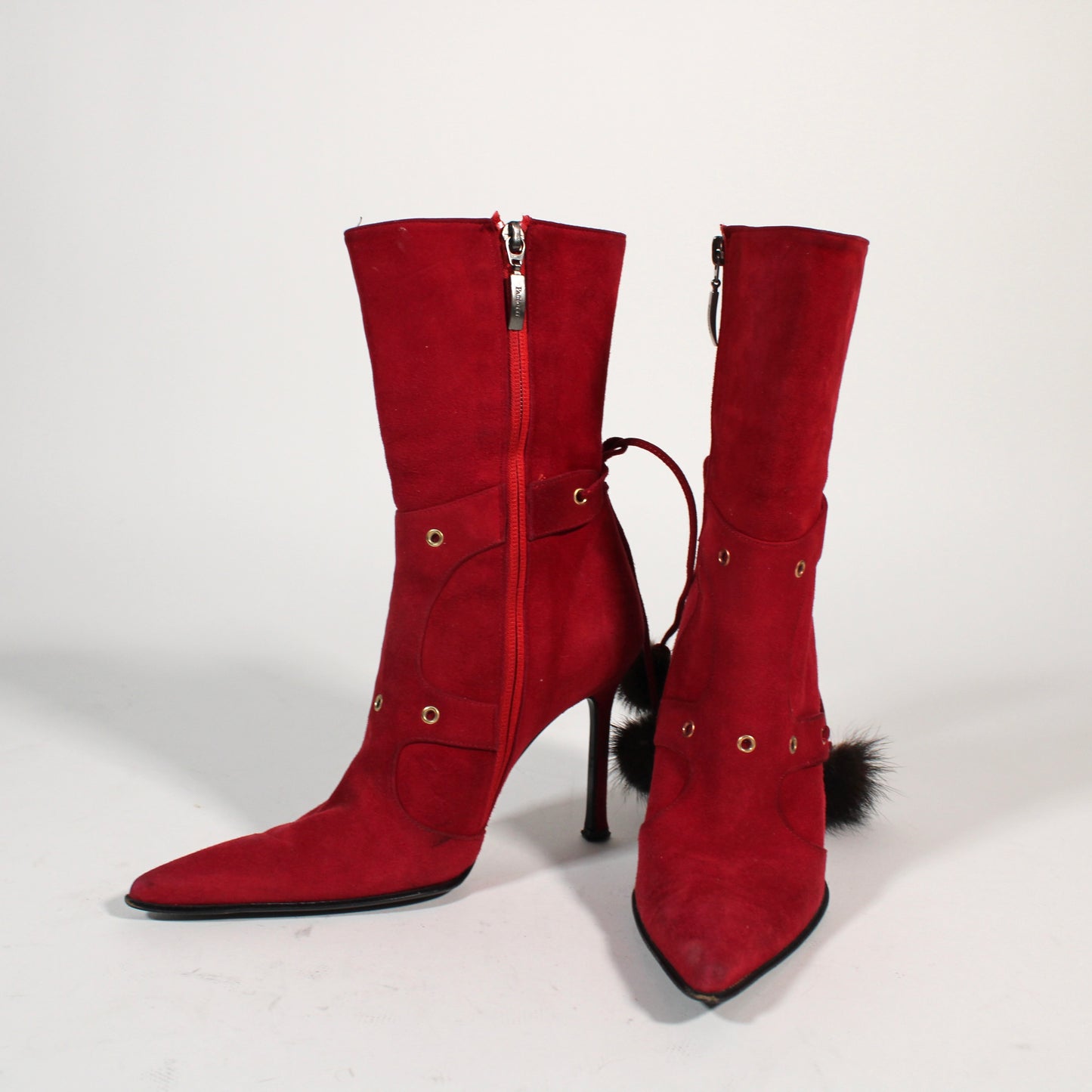 Cesare Paciotti Red Suede Booties