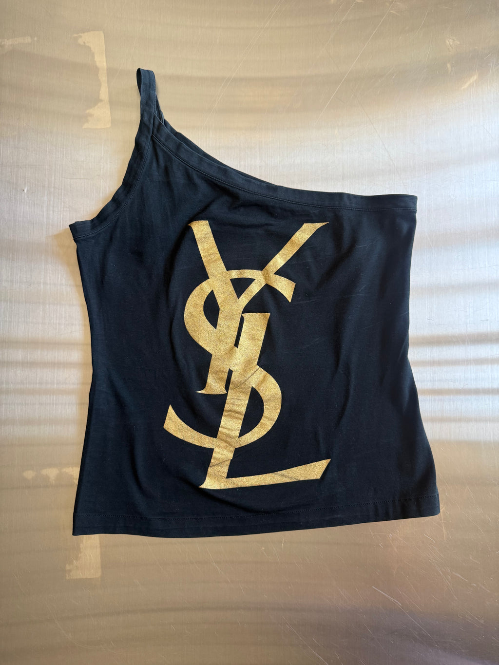 YSL One Shoulder Logo Top