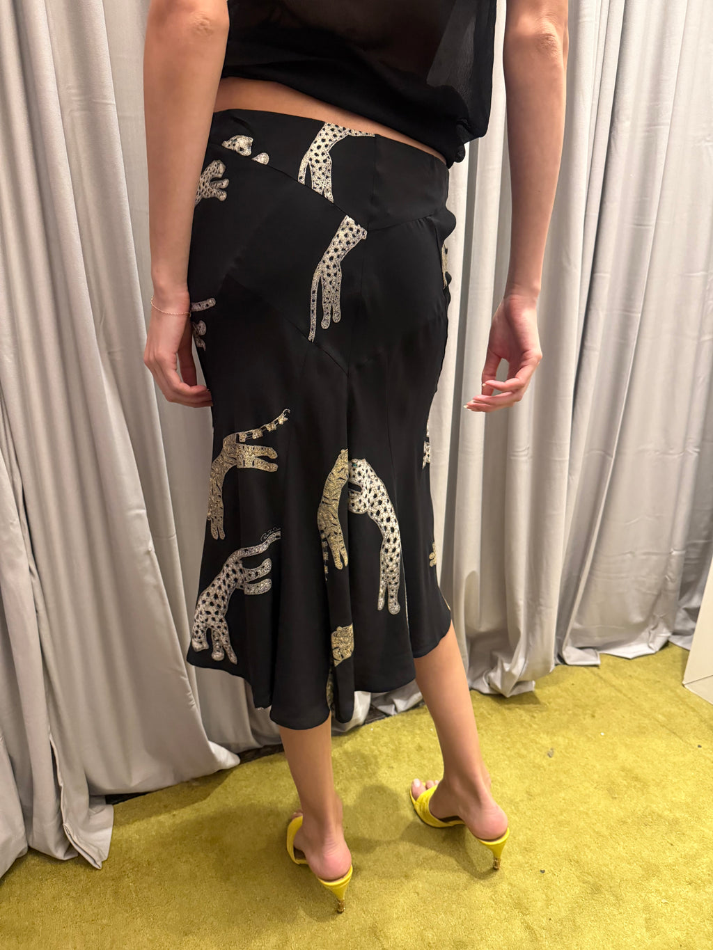 Roberto Cavalli Silk FW 2002 Jaguar Print Skirt