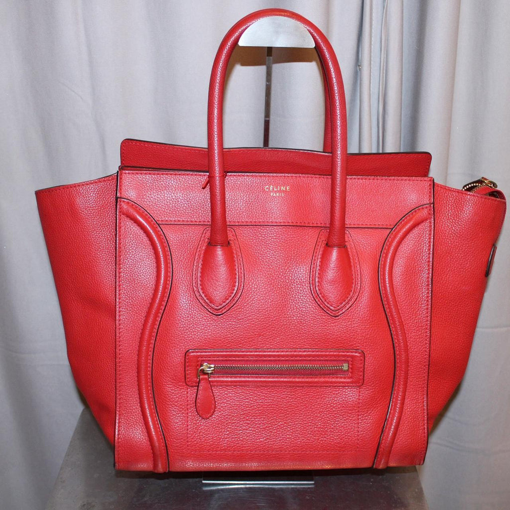 Celine Red Leather Luggage Bag