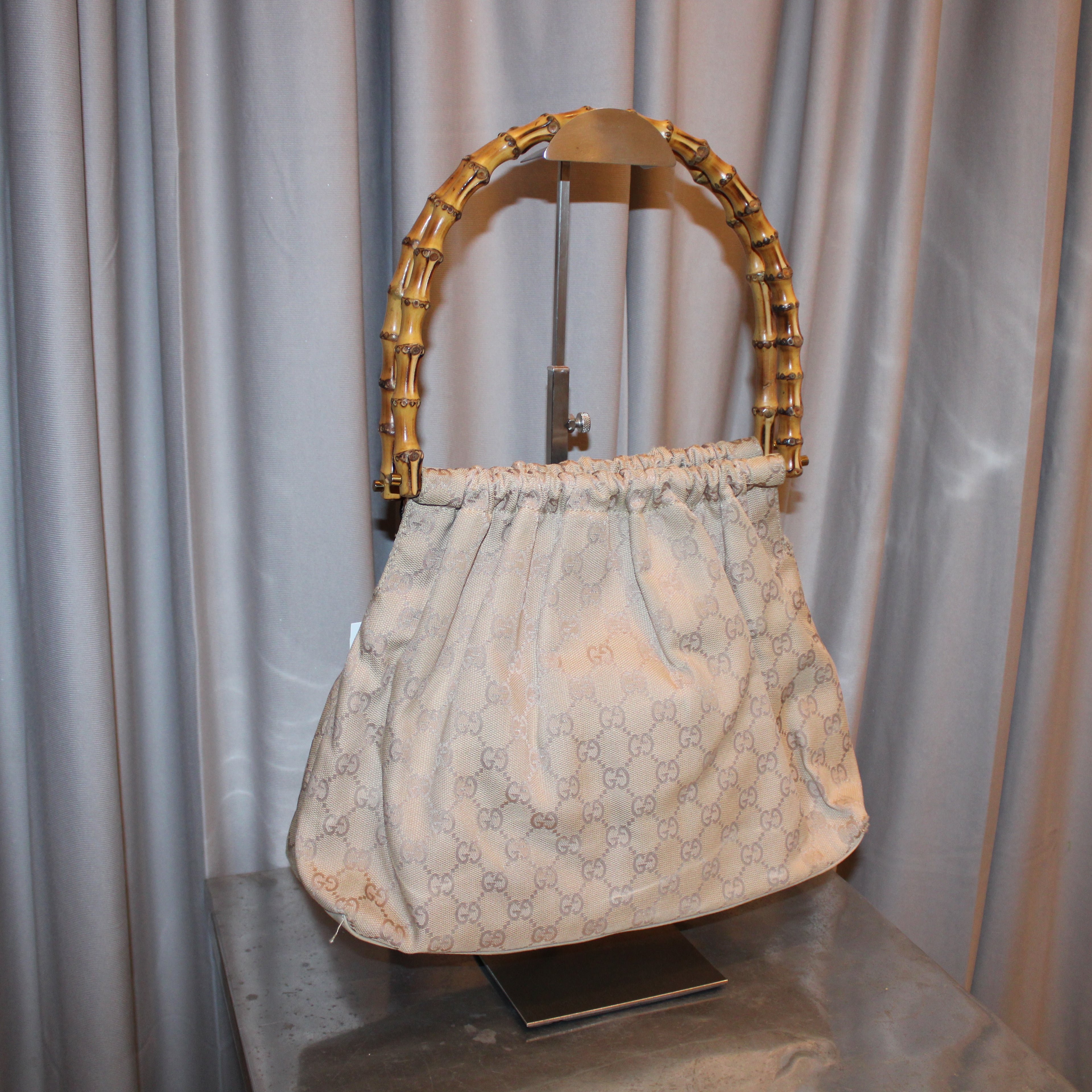 Gucci Monogram Bamboo Handle Bag