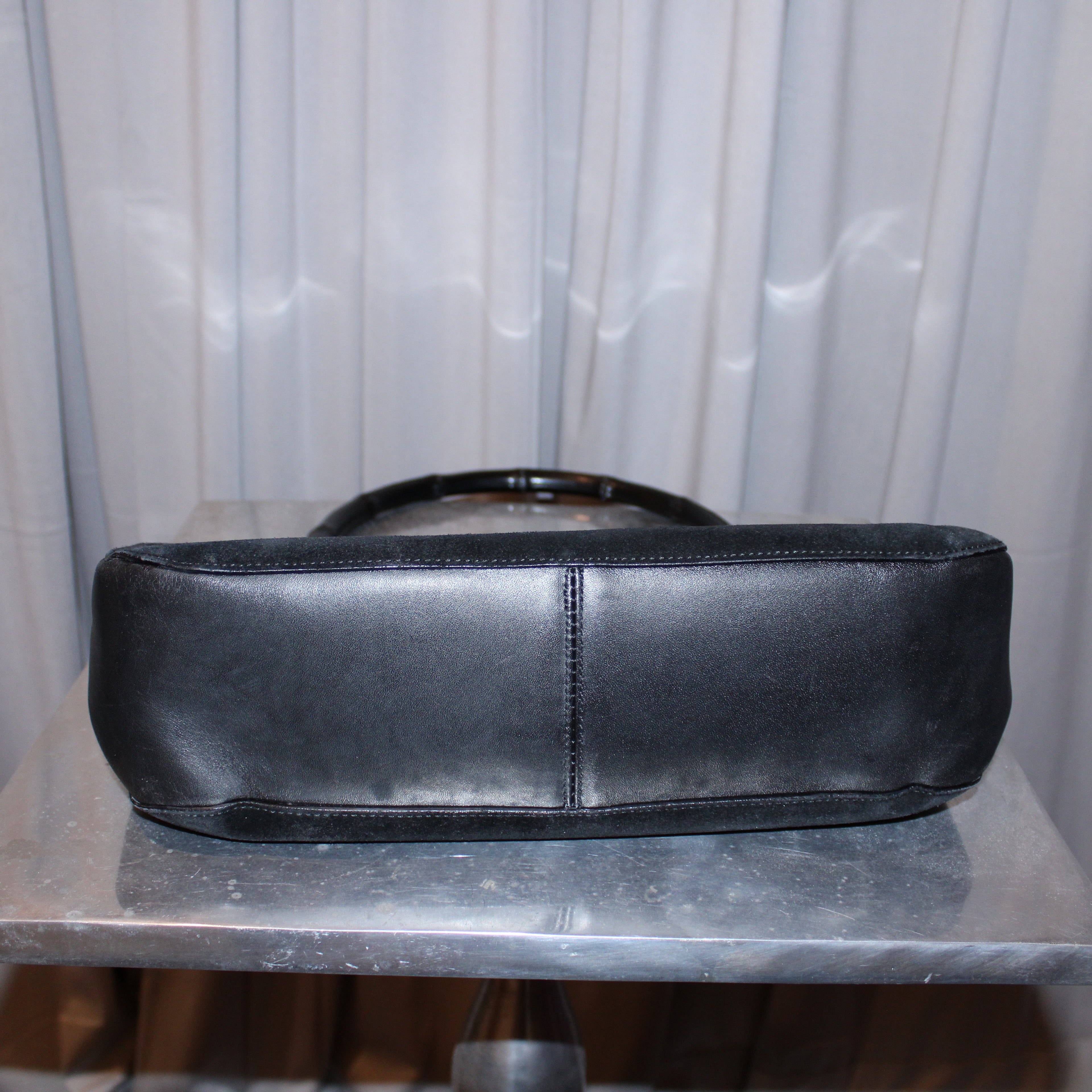 Vintage Gucci Suede Bamboo Handle Bag