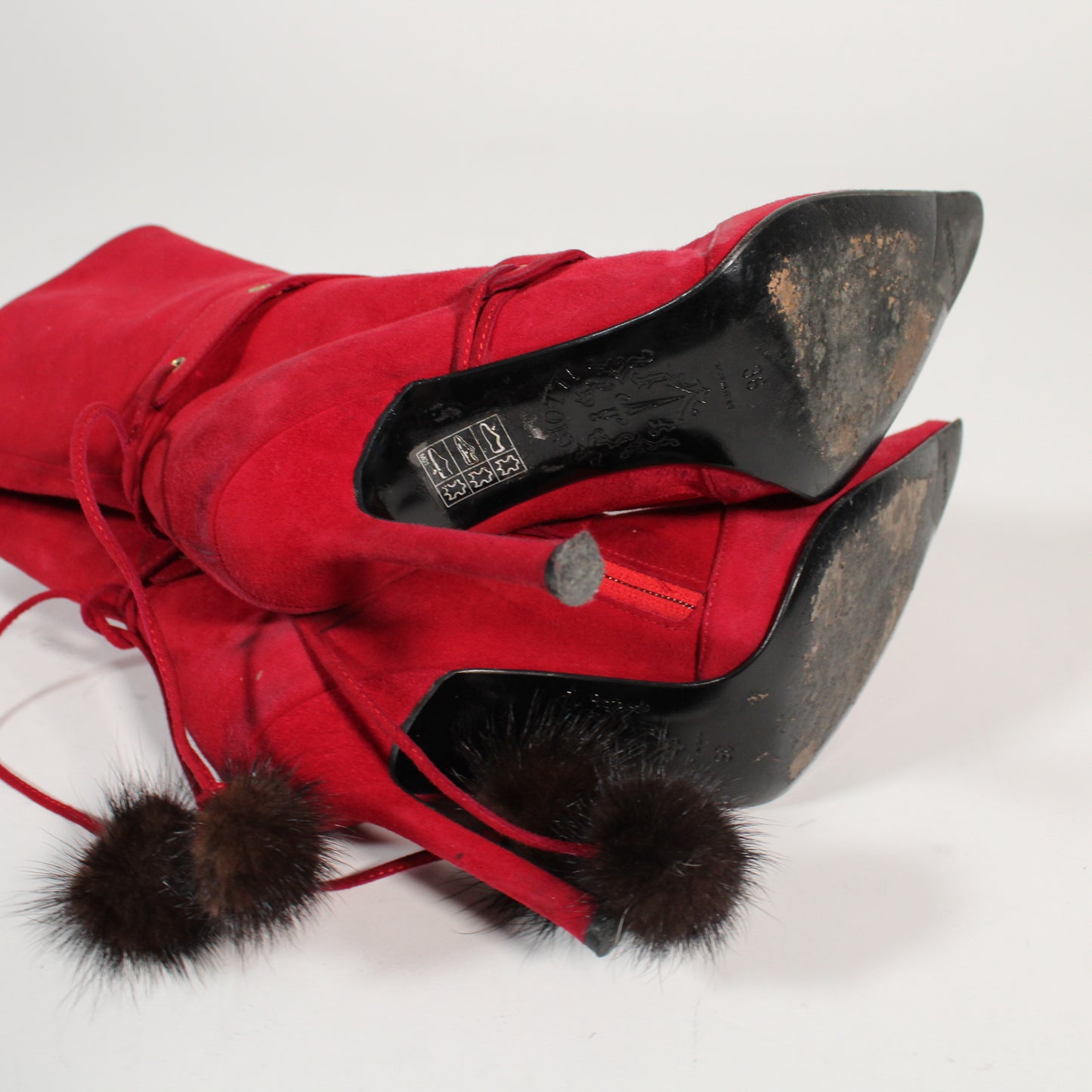 Cesare Paciotti Red Suede Booties