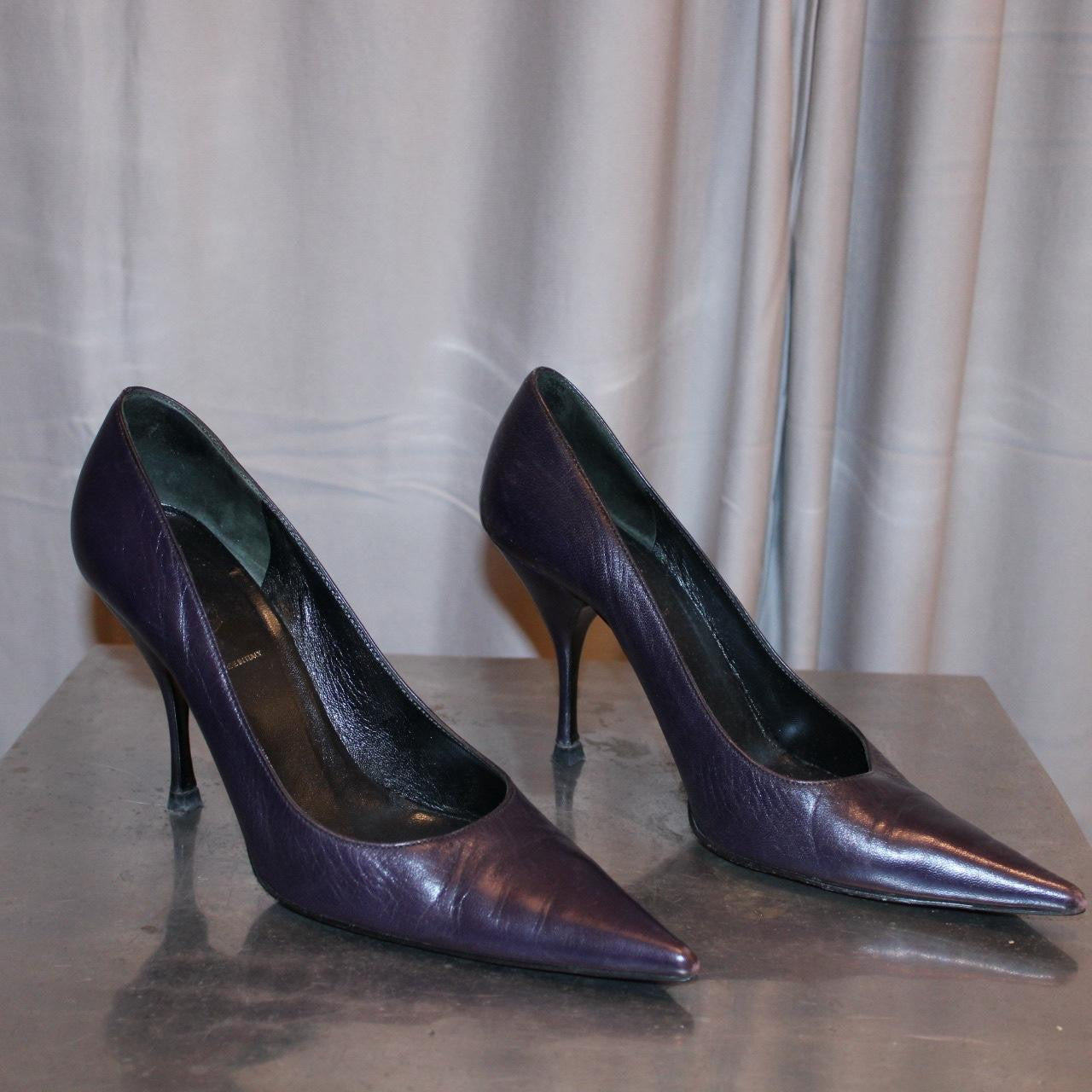 Prada Dark Purple Leather Heels