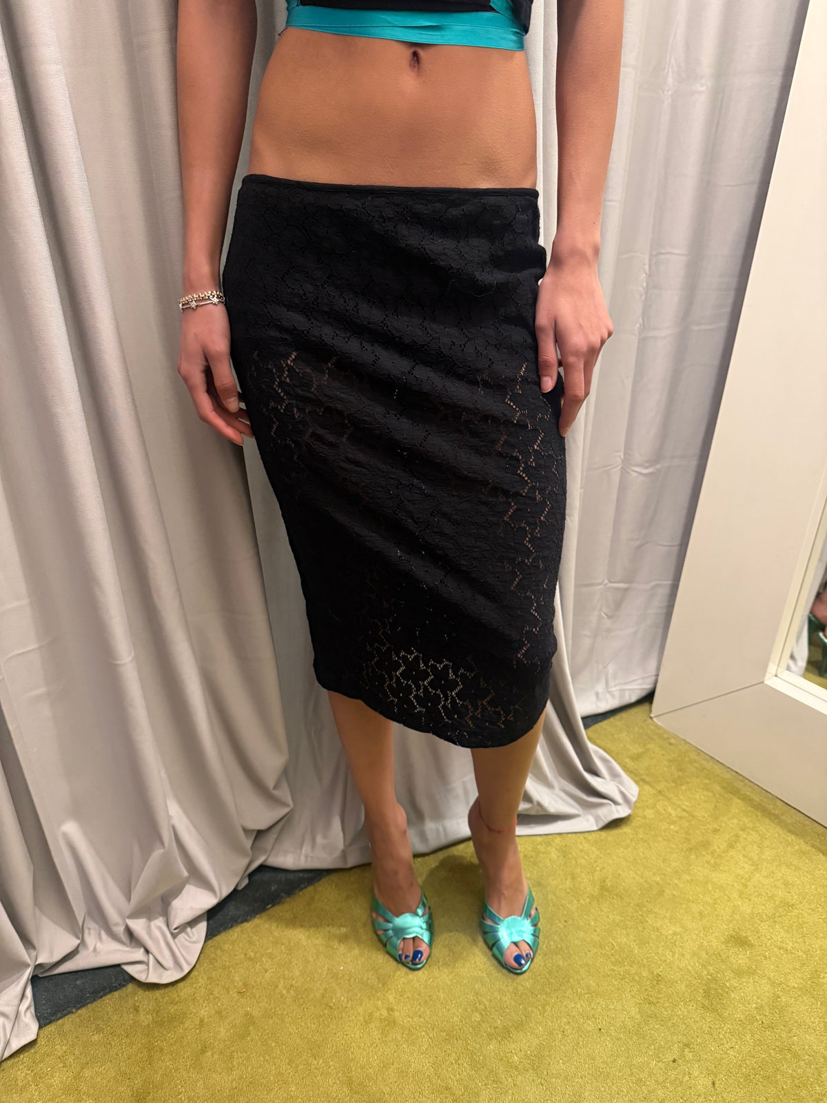 90s Dolce & Gabbana Black Floral Lace Skirt