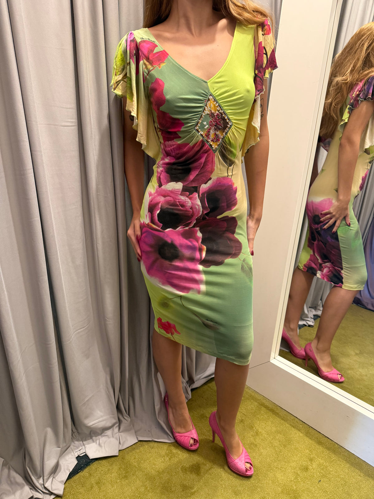 Roberto Cavalli Class Floral Midi Dress