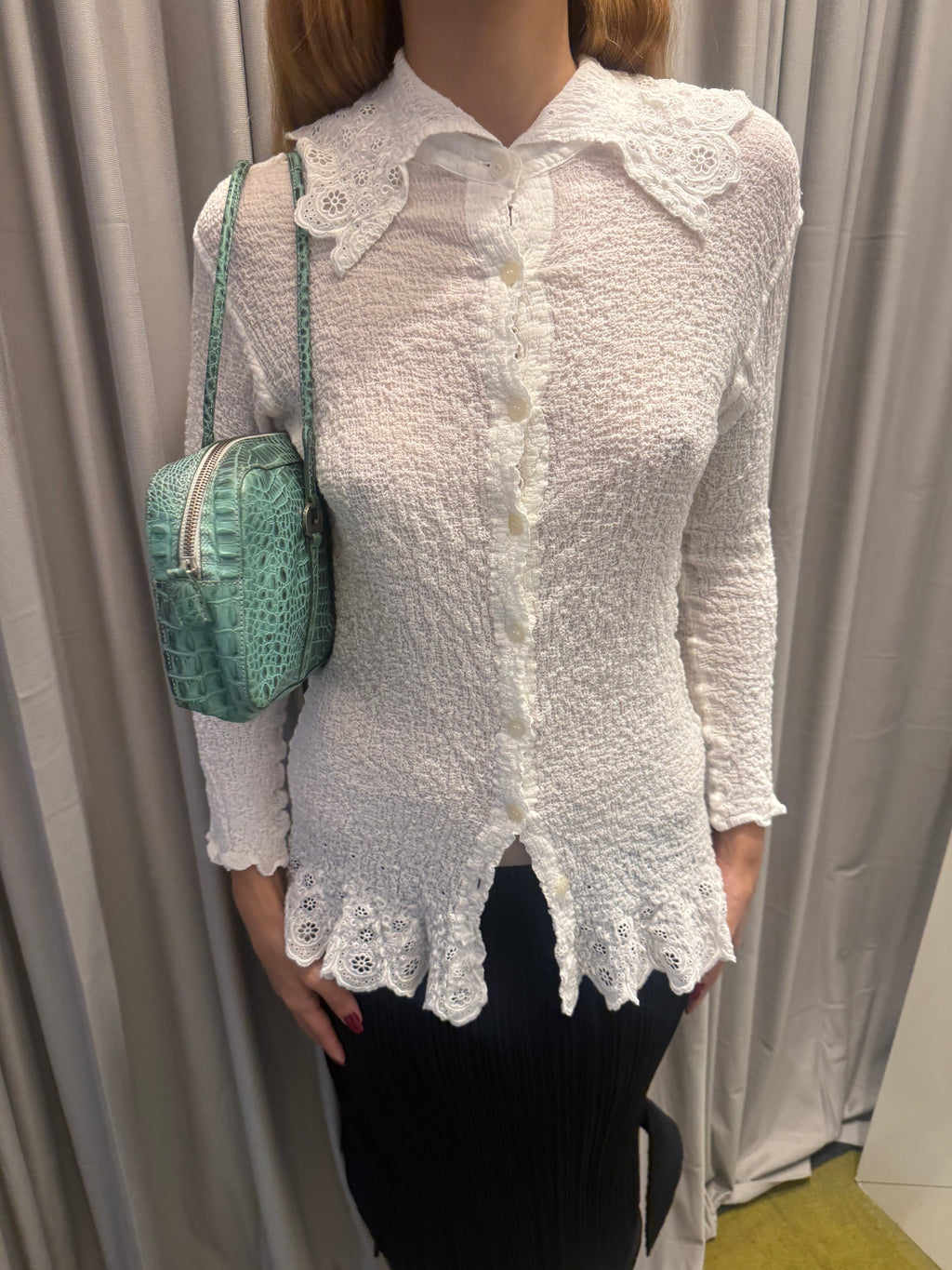 Issey Miyake White Lace Blouse