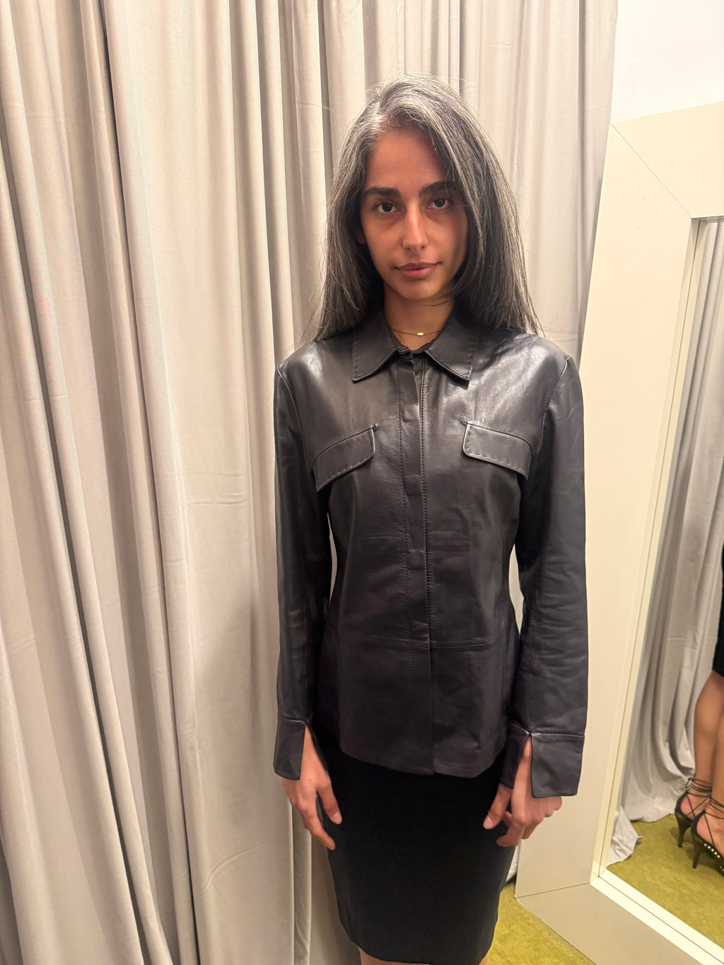 Dark Purple Fitted Leather Jacket
