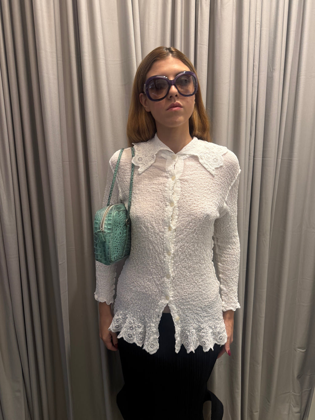 Issey Miyake White Lace Blouse