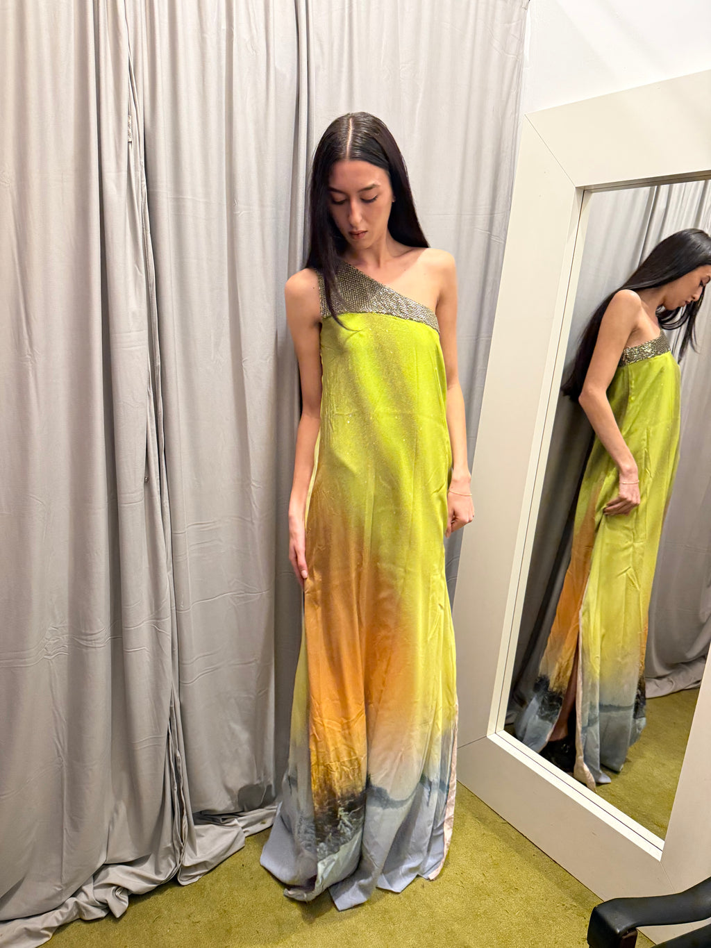 Matthew Williamson Maxi Silk One Shoulder Dress