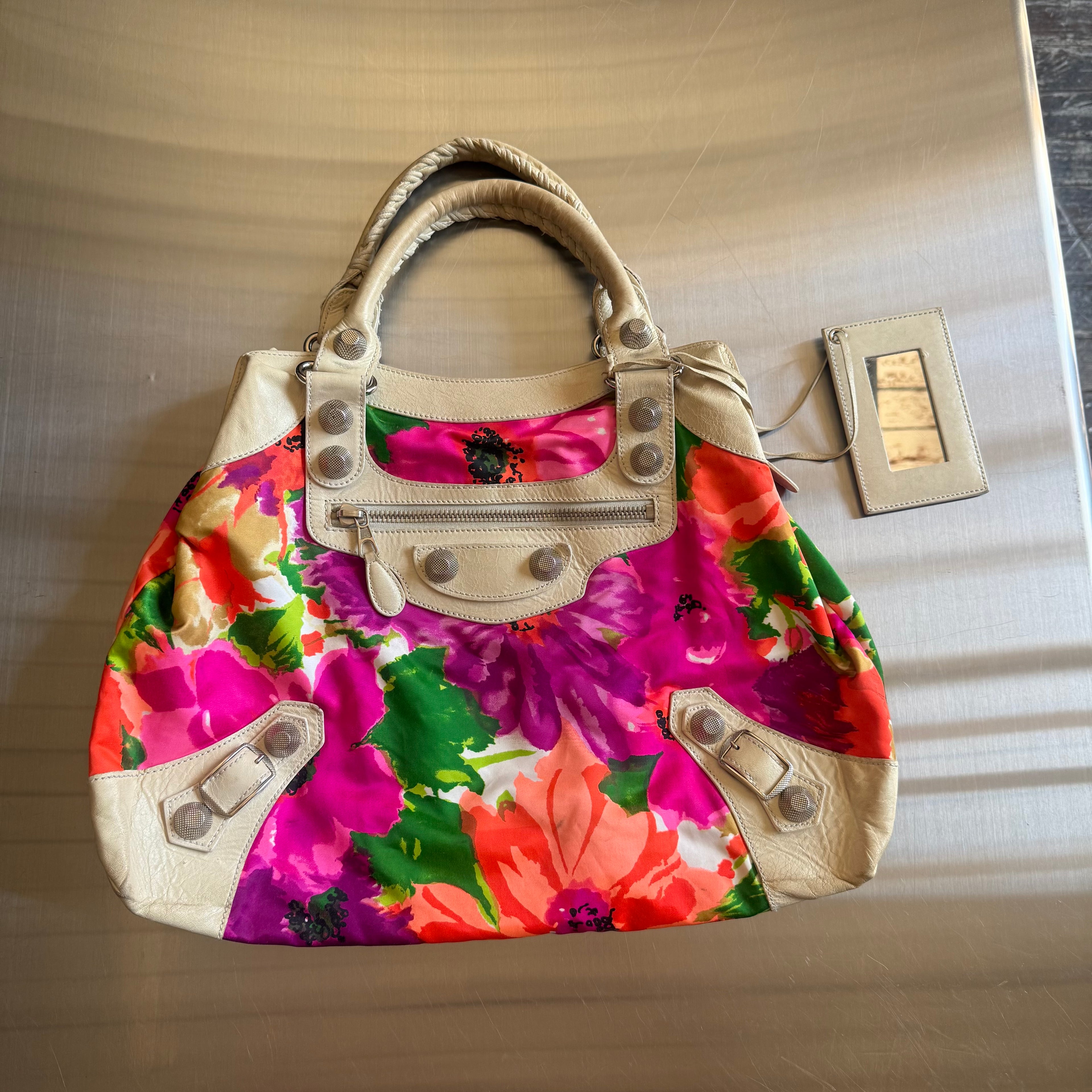 Balenciaga 2008 Floral Ponpon Bag