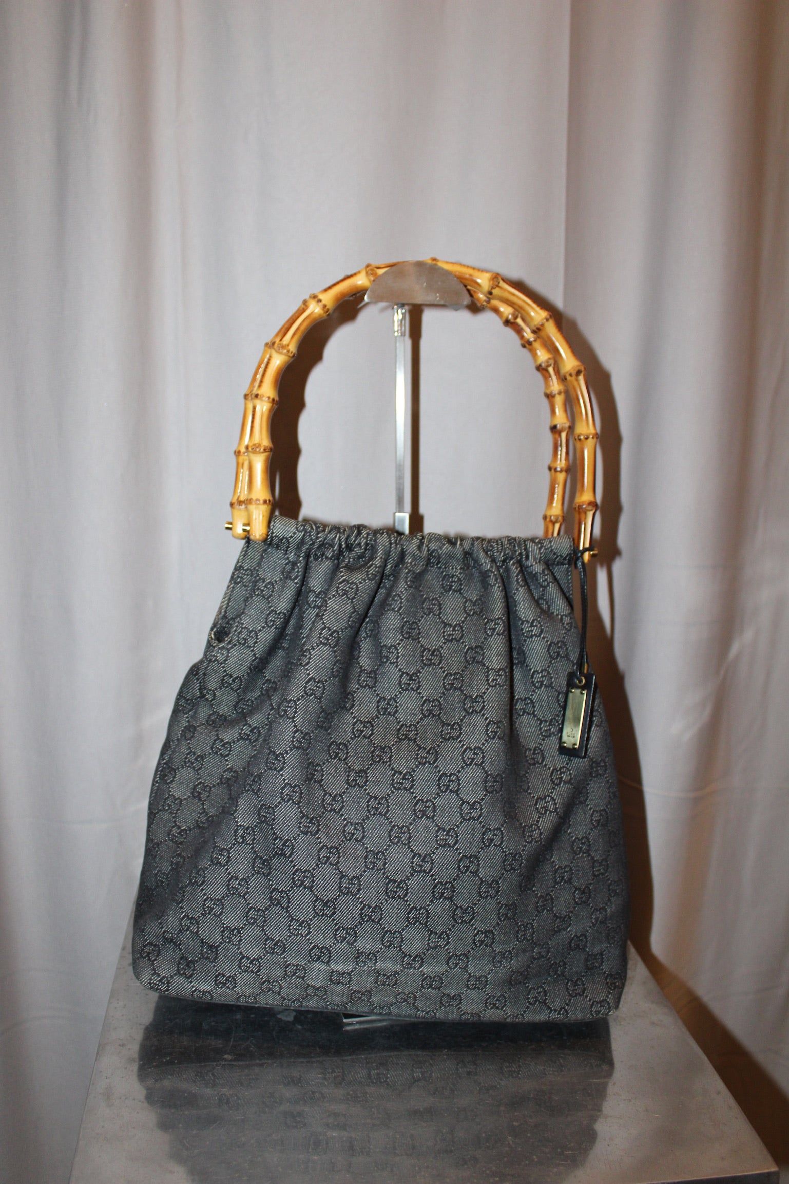 Gucci monogram bamboo handle bag