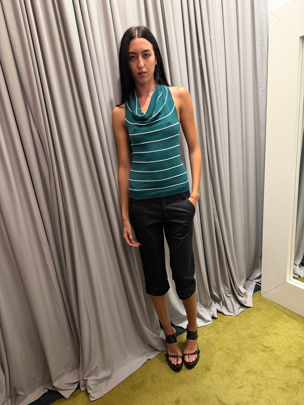 Vintage Emporio Armani Green Striped Top