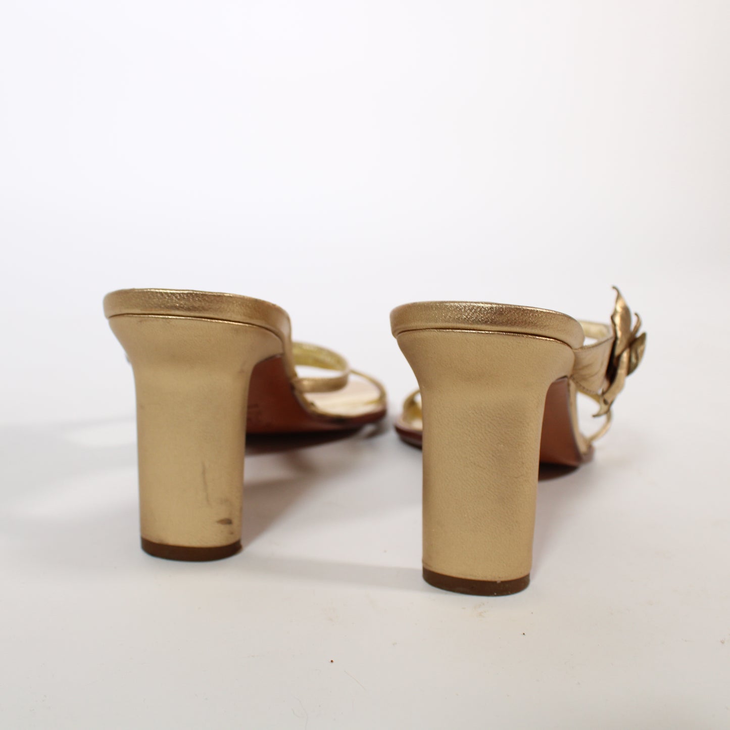 Rene Caovilla Leather Gold Sandals