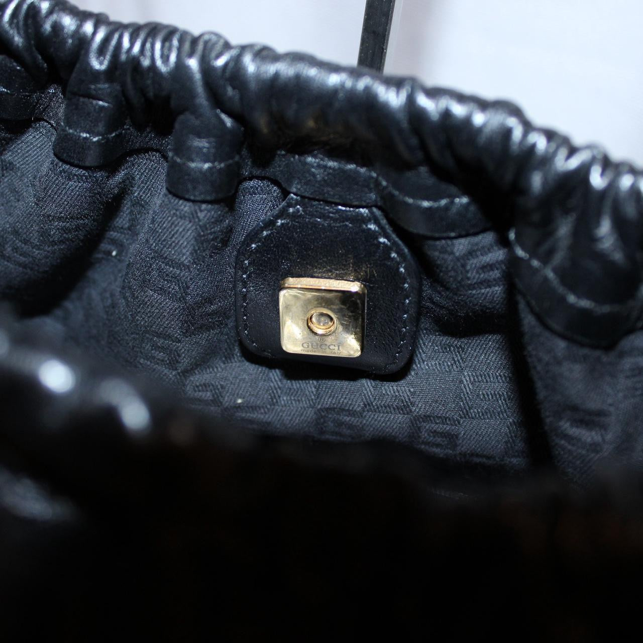 Vintage Gucci Black Leather Ruched Bag