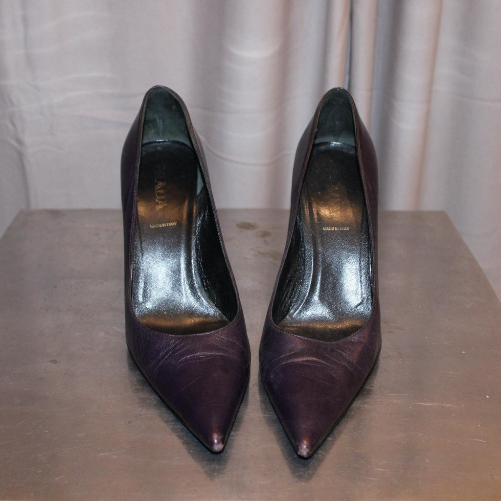 Prada Dark Purple Leather Heels