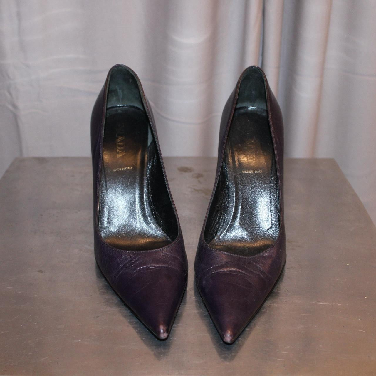 Prada Dark Purple Leather Heels