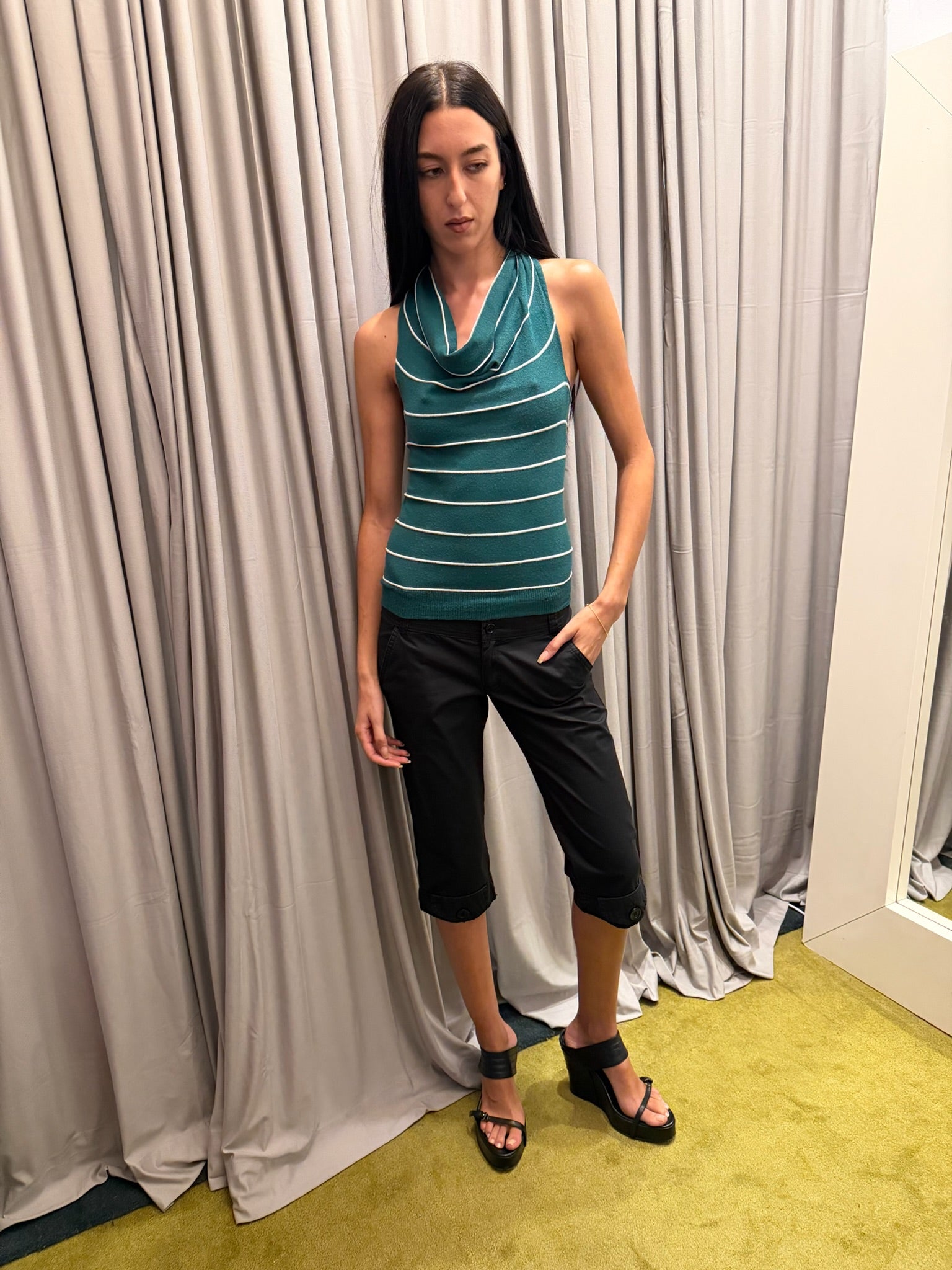 Vintage Emporio Armani Green Striped Top