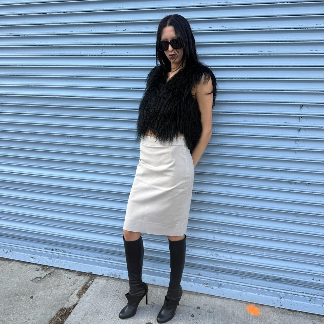 Stunning Genuine Mongolian Fur Cropped Vest