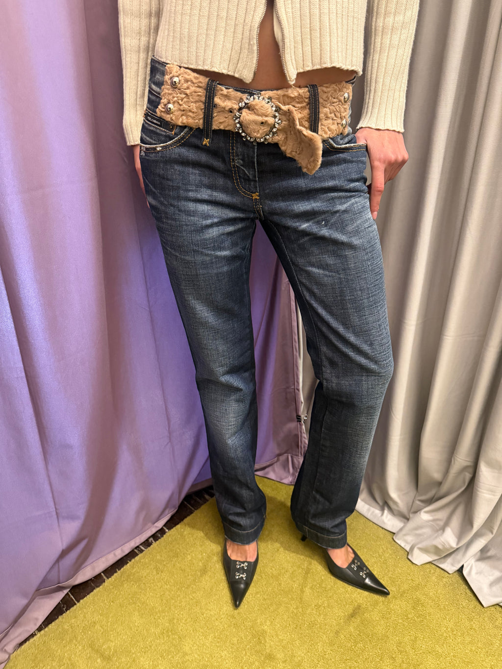 Dolce & Gabbana Pants w/ Fur Detailing