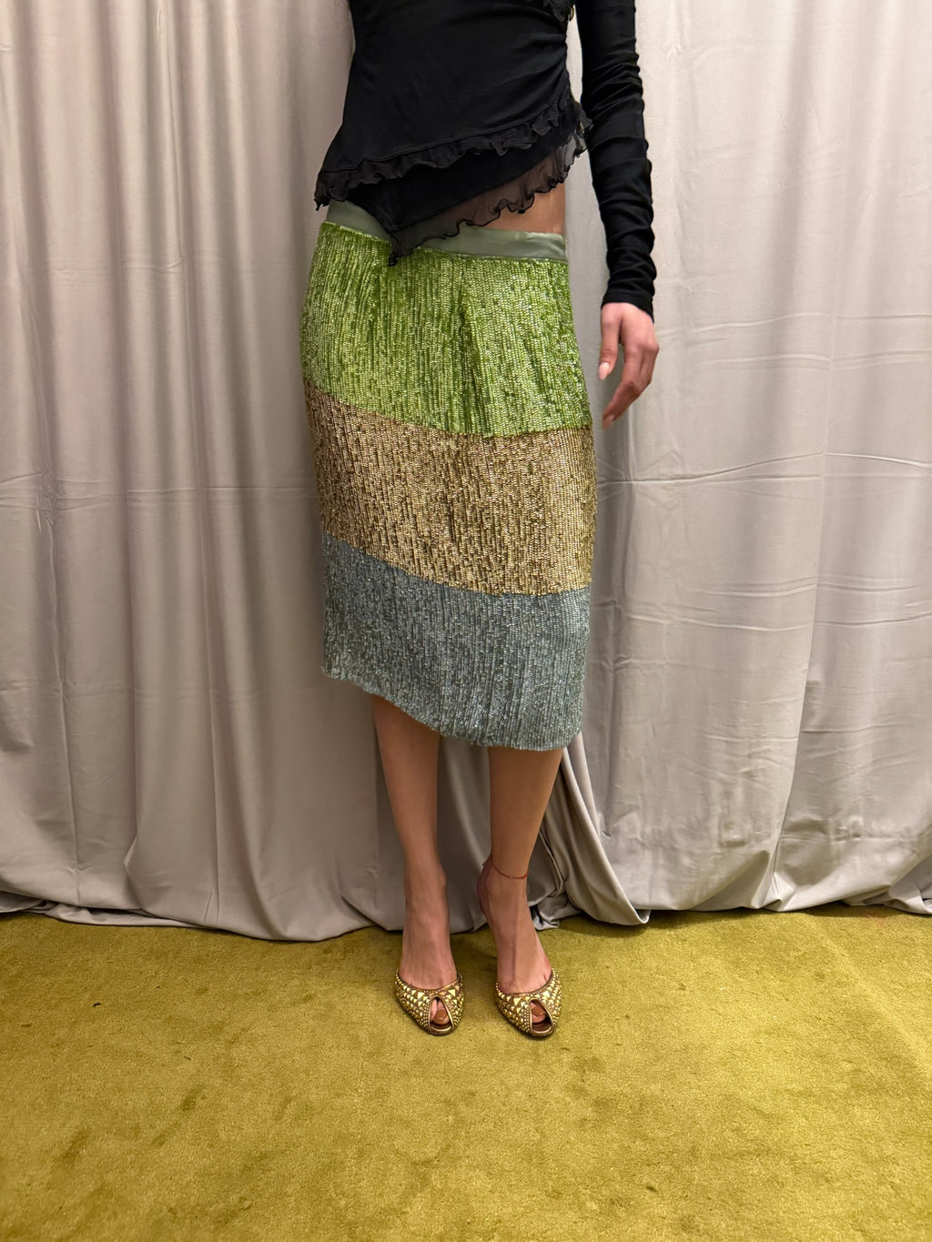 Gianfranco Ferre Studio Silk Sequin Skirt