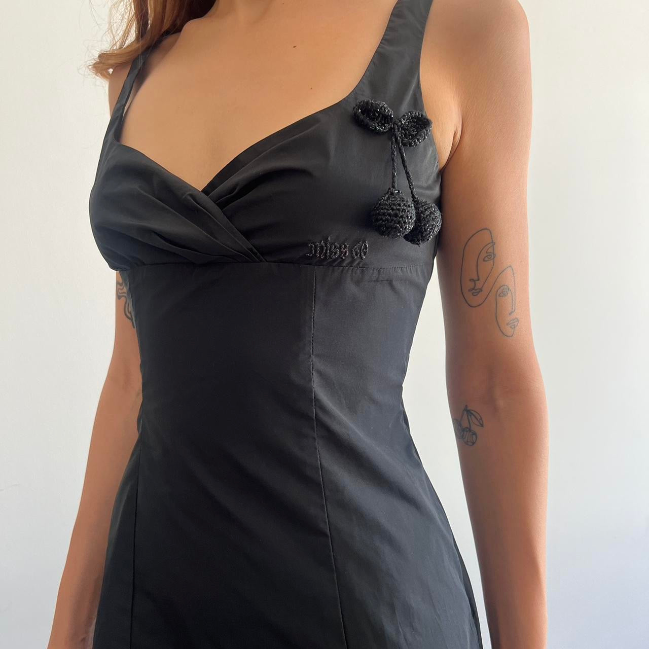 Miss Sixty Fitted coquette black dress with cherry detail