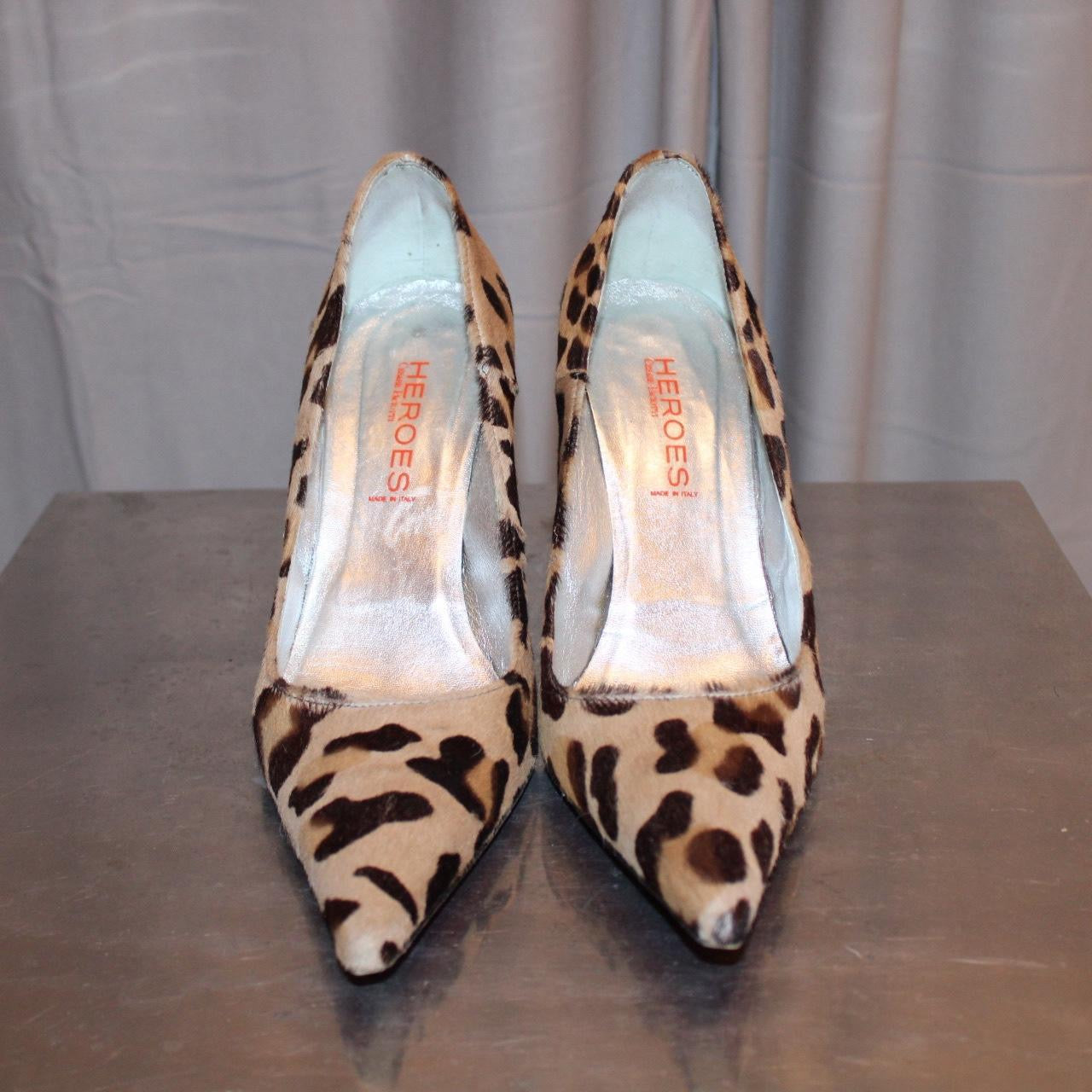Cesare Paciotti Cowhide Leopard Print Heels