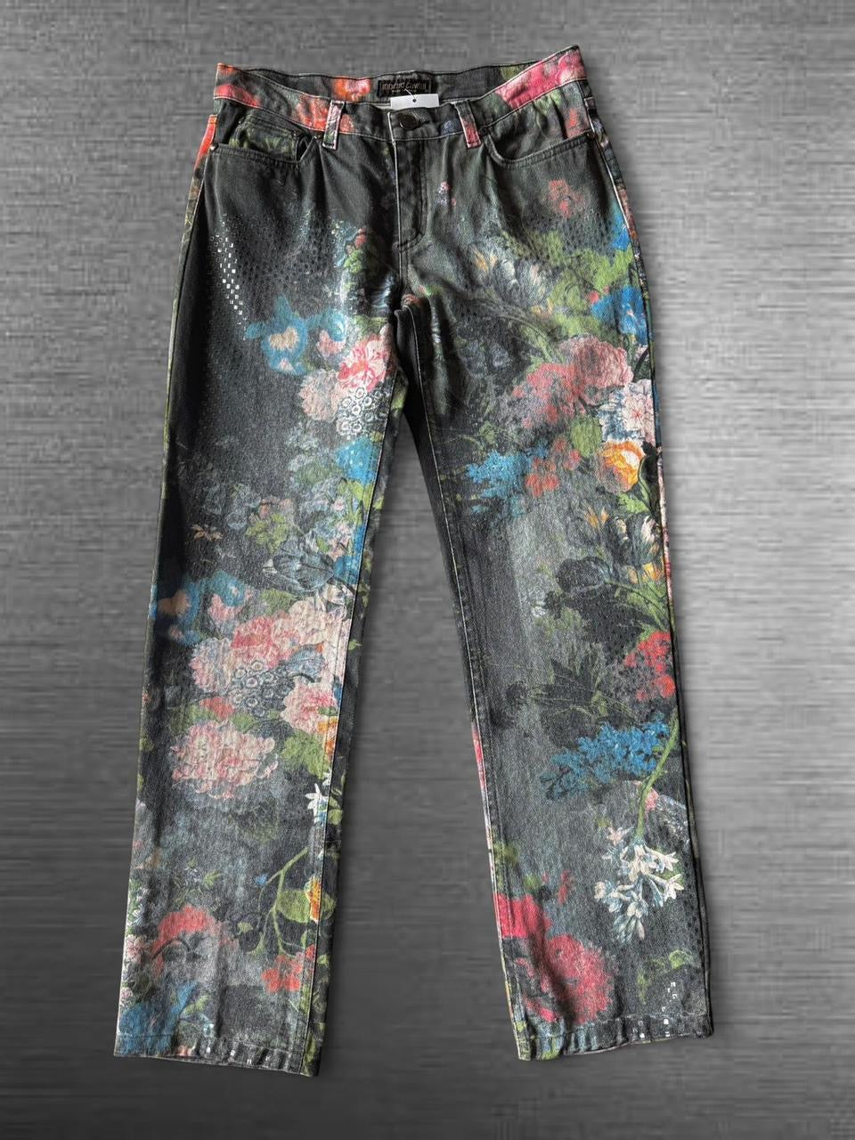 Roberto Cavalli 1994 Floral Printed Denim Pants