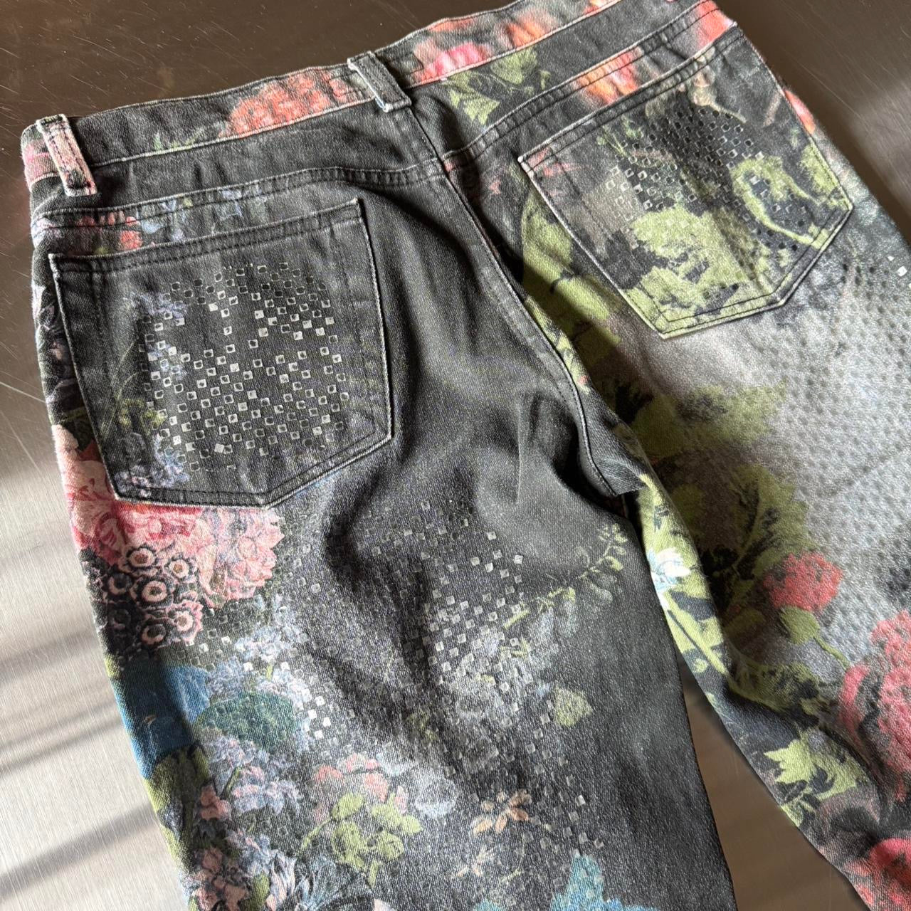 Roberto Cavalli 1994 Floral Printed Denim Pants