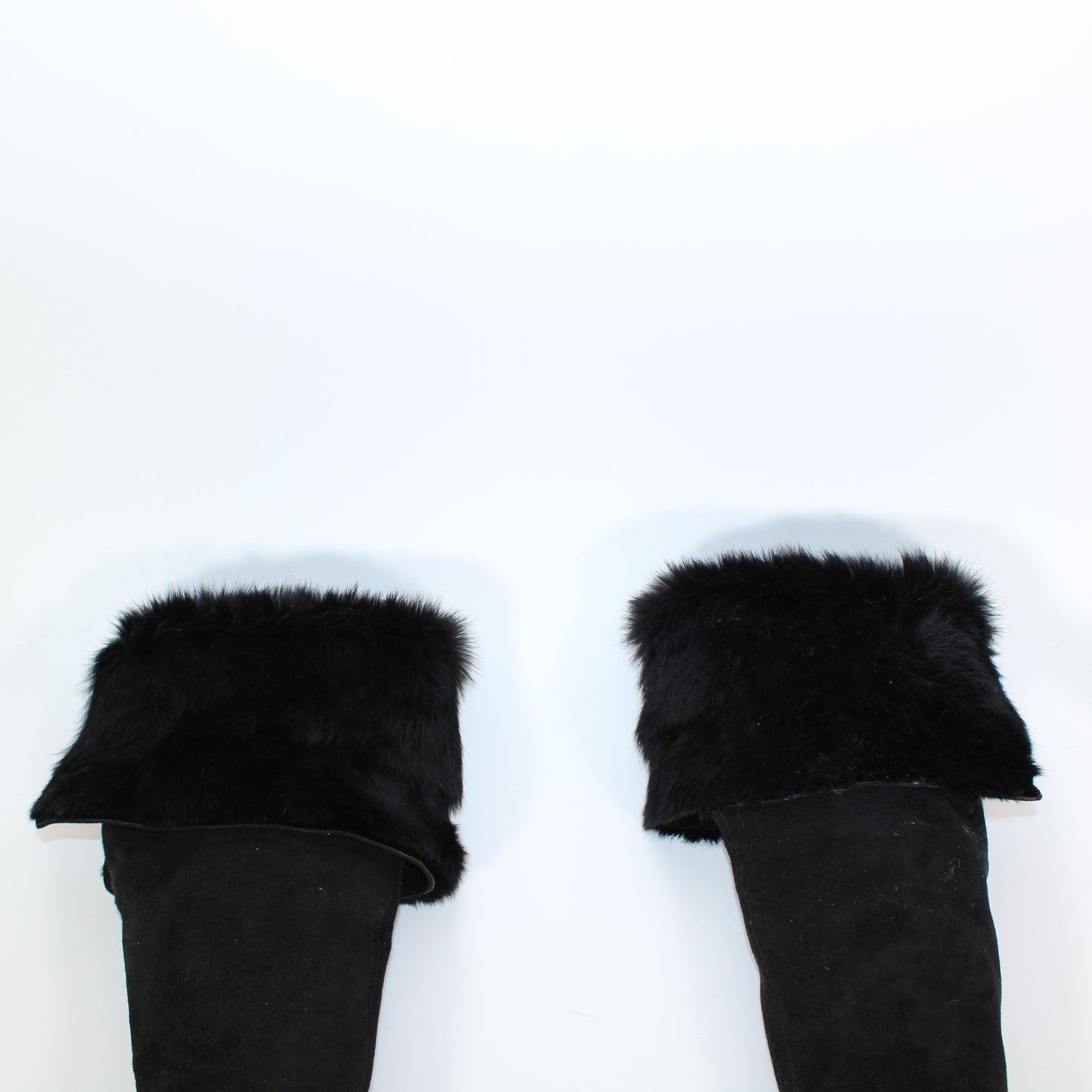 Le Silla Rabbit Fur Knee-High Boots Black