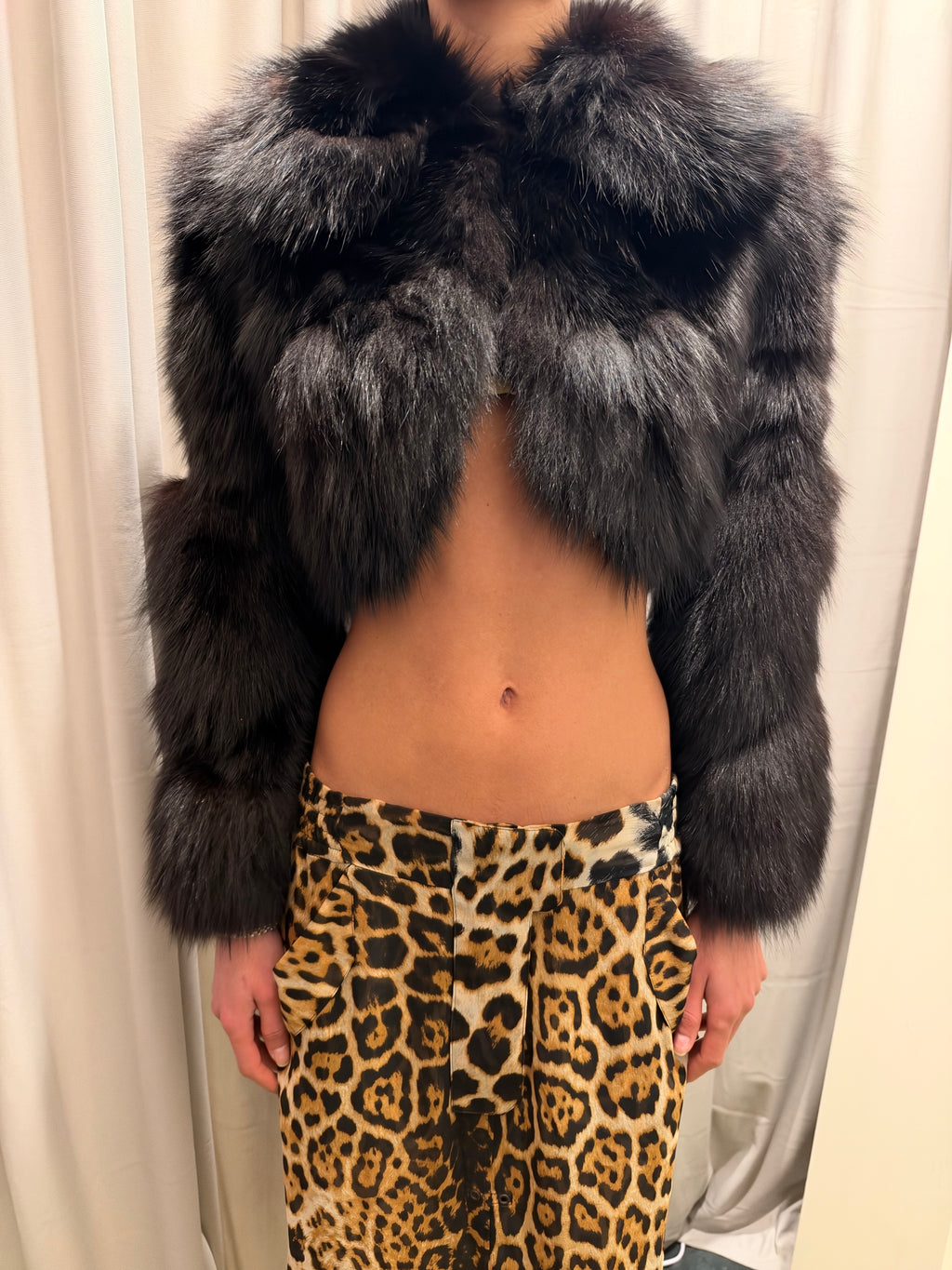 Vintage Genuine Fox Cropped Fur Coat