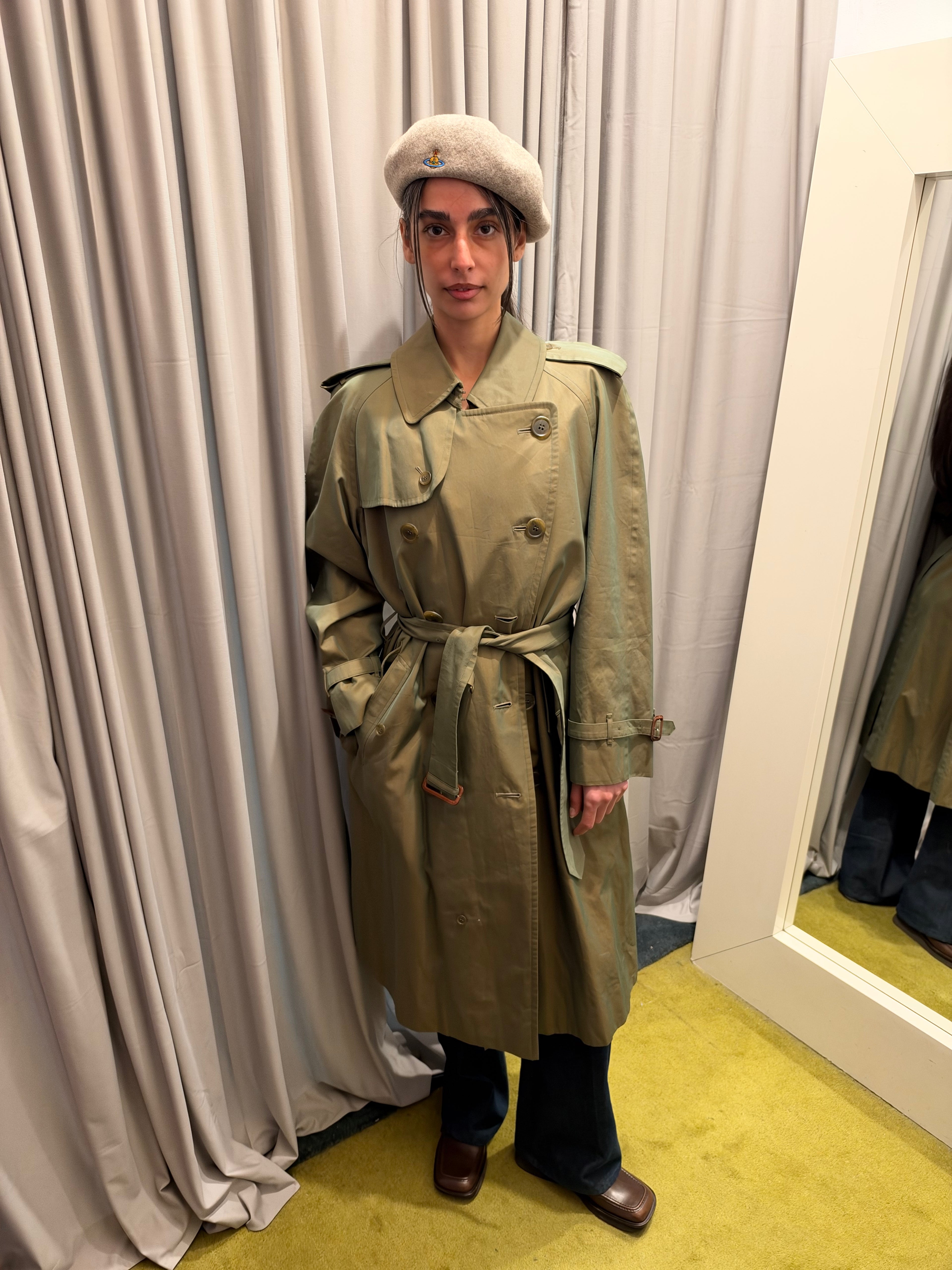 Vintage Burberry Double Breasted Olive Trench Coat