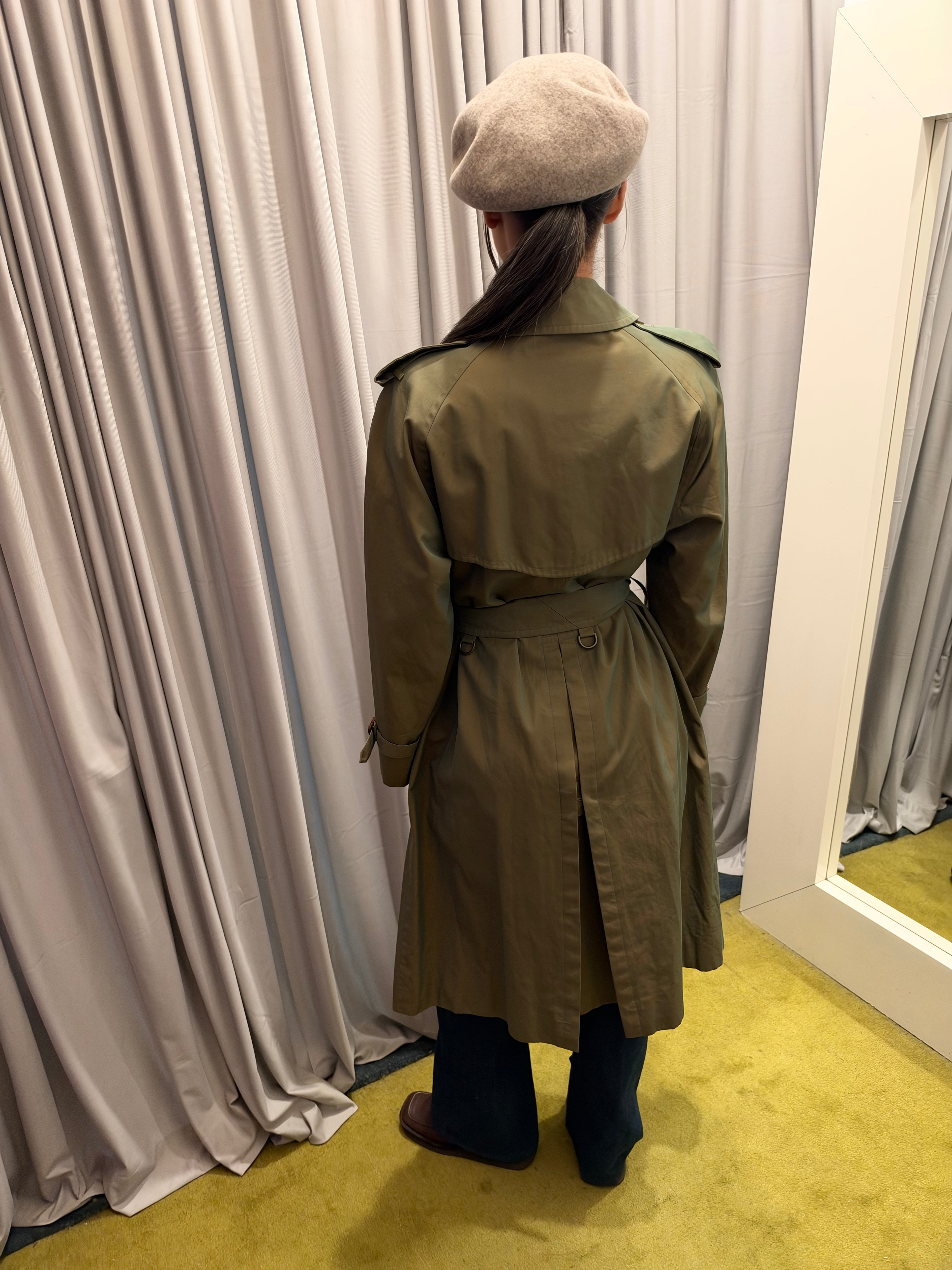 Vintage Burberry Double Breasted Olive Trench Coat