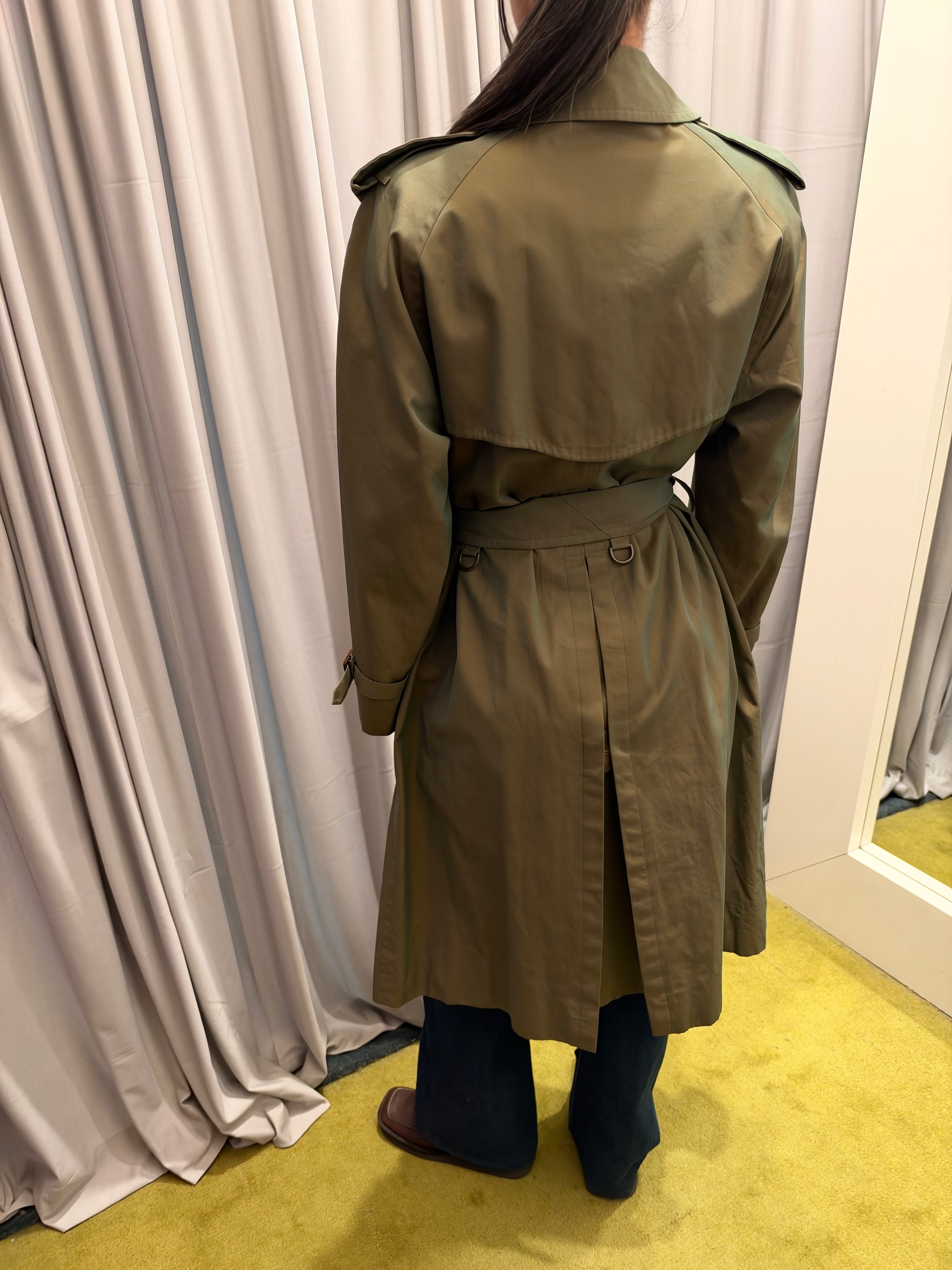 Vintage Burberry Double Breasted Olive Trench Coat