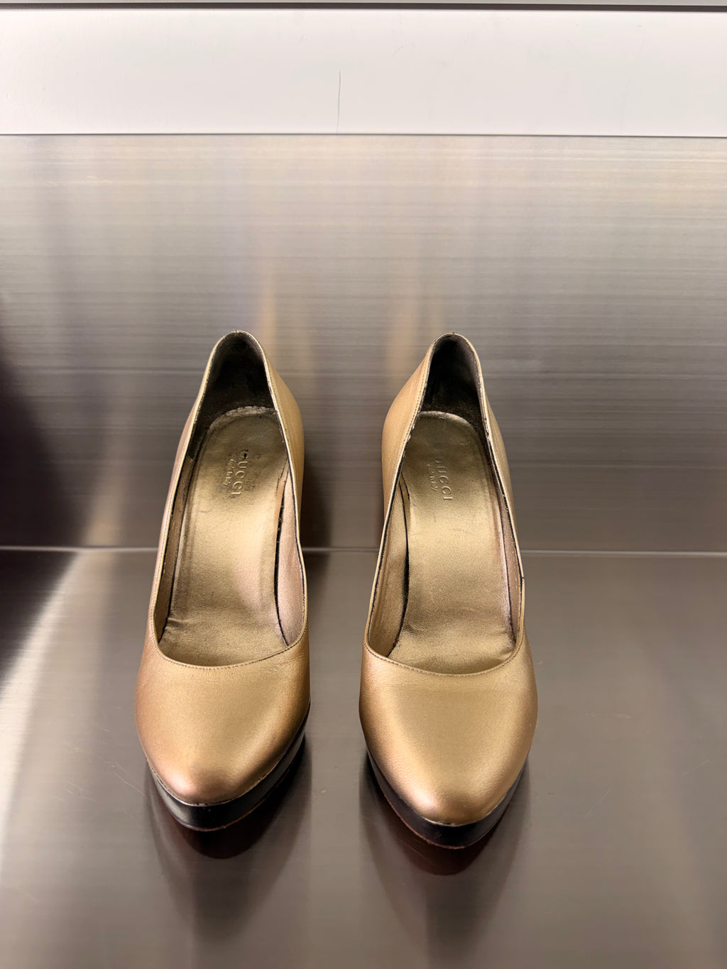Gucci Bamboo Gold Pumps