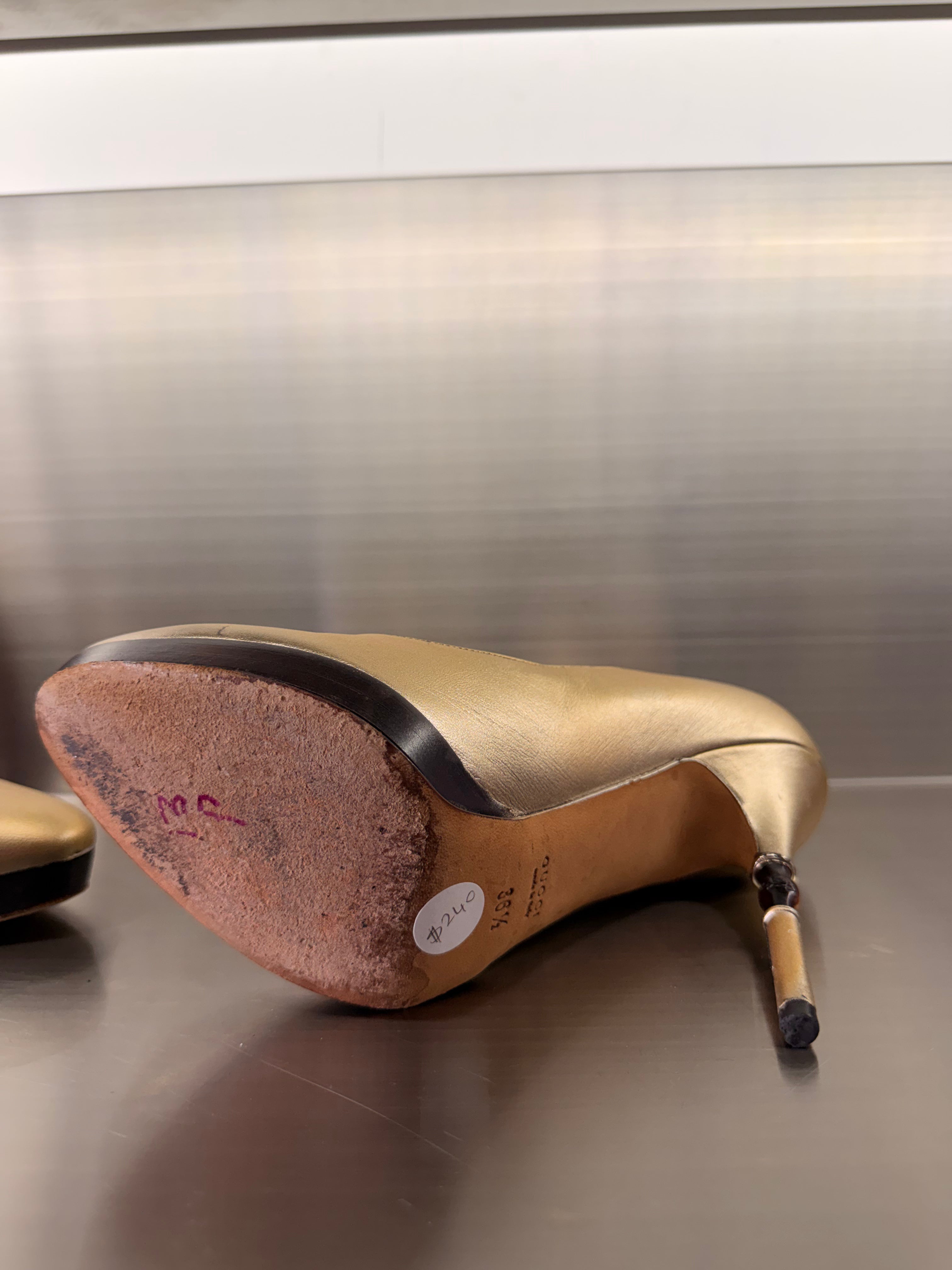Gucci Bamboo Gold Pumps