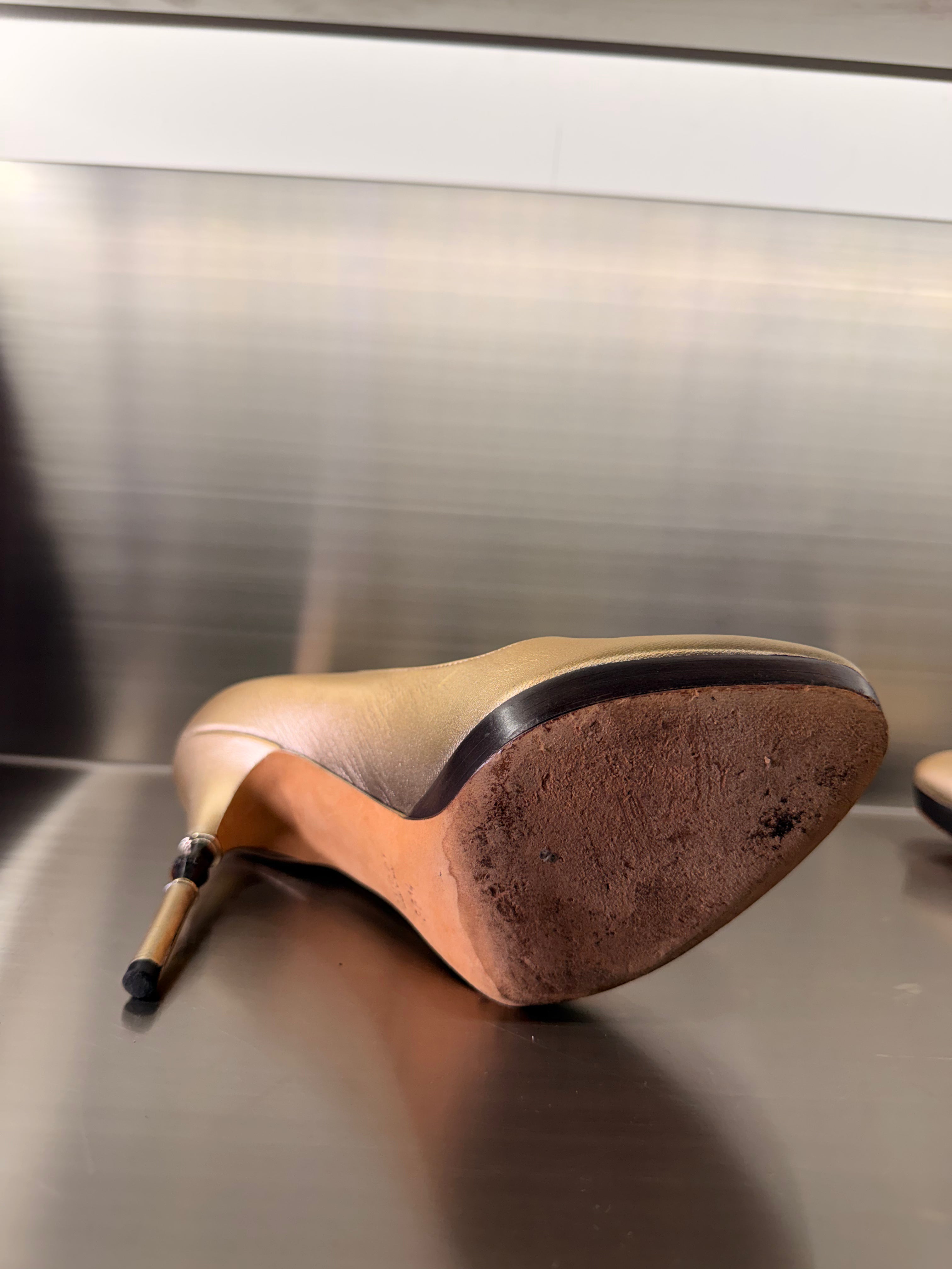 Gucci Bamboo Gold Pumps