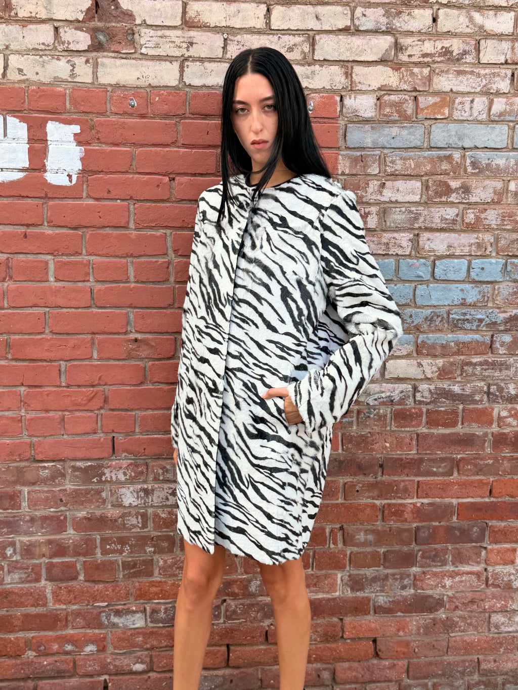 Vintage Goat Skin Zebra Coat