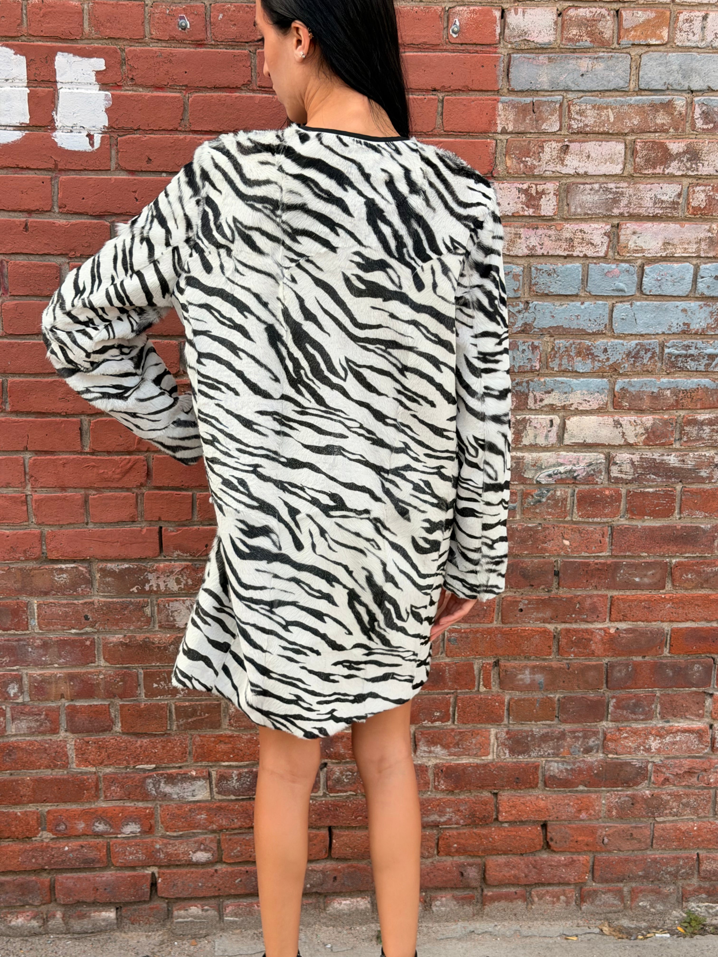 Vintage Goat Skin Zebra Coat
