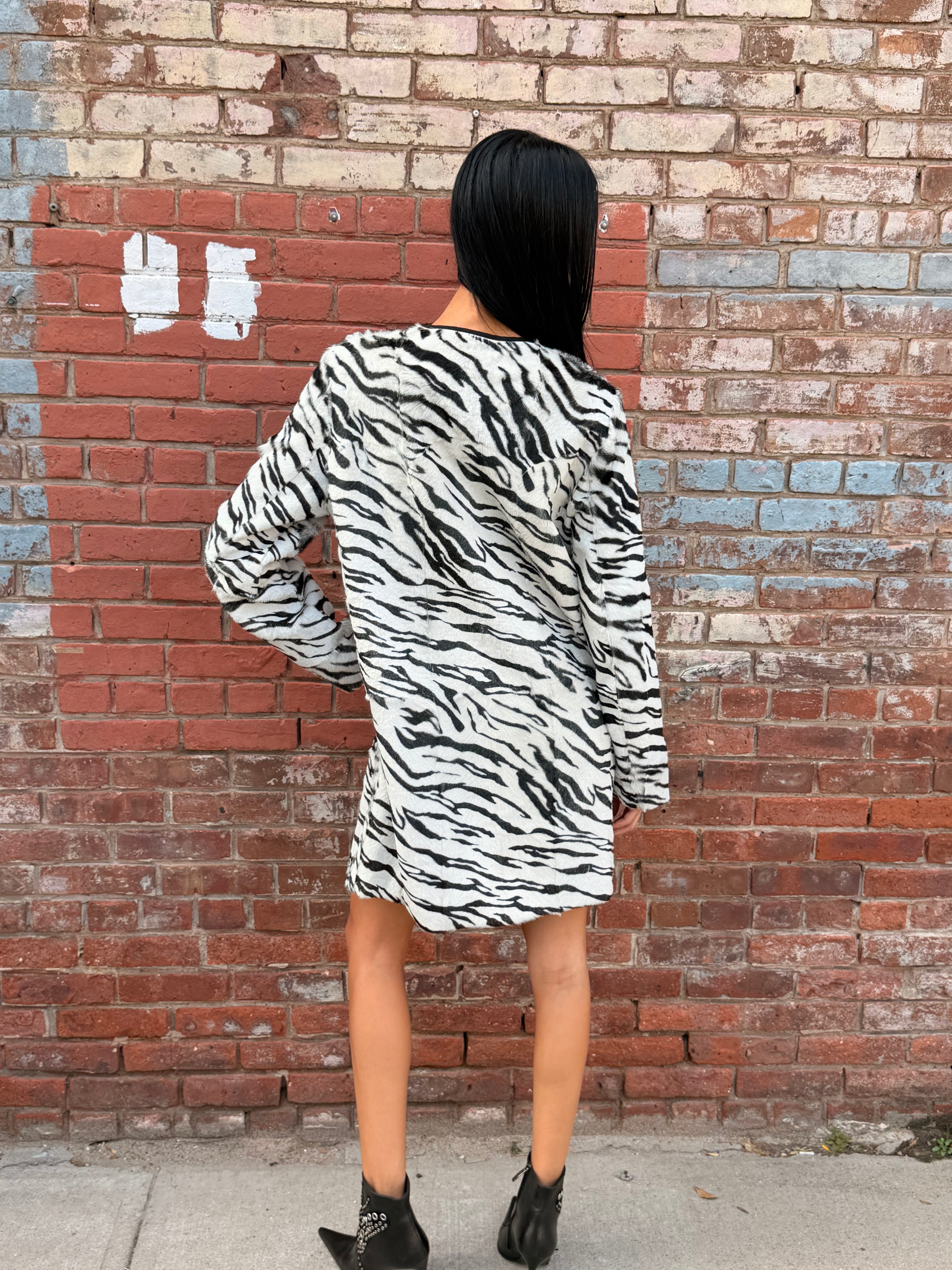 Vintage Goat Skin Zebra Coat