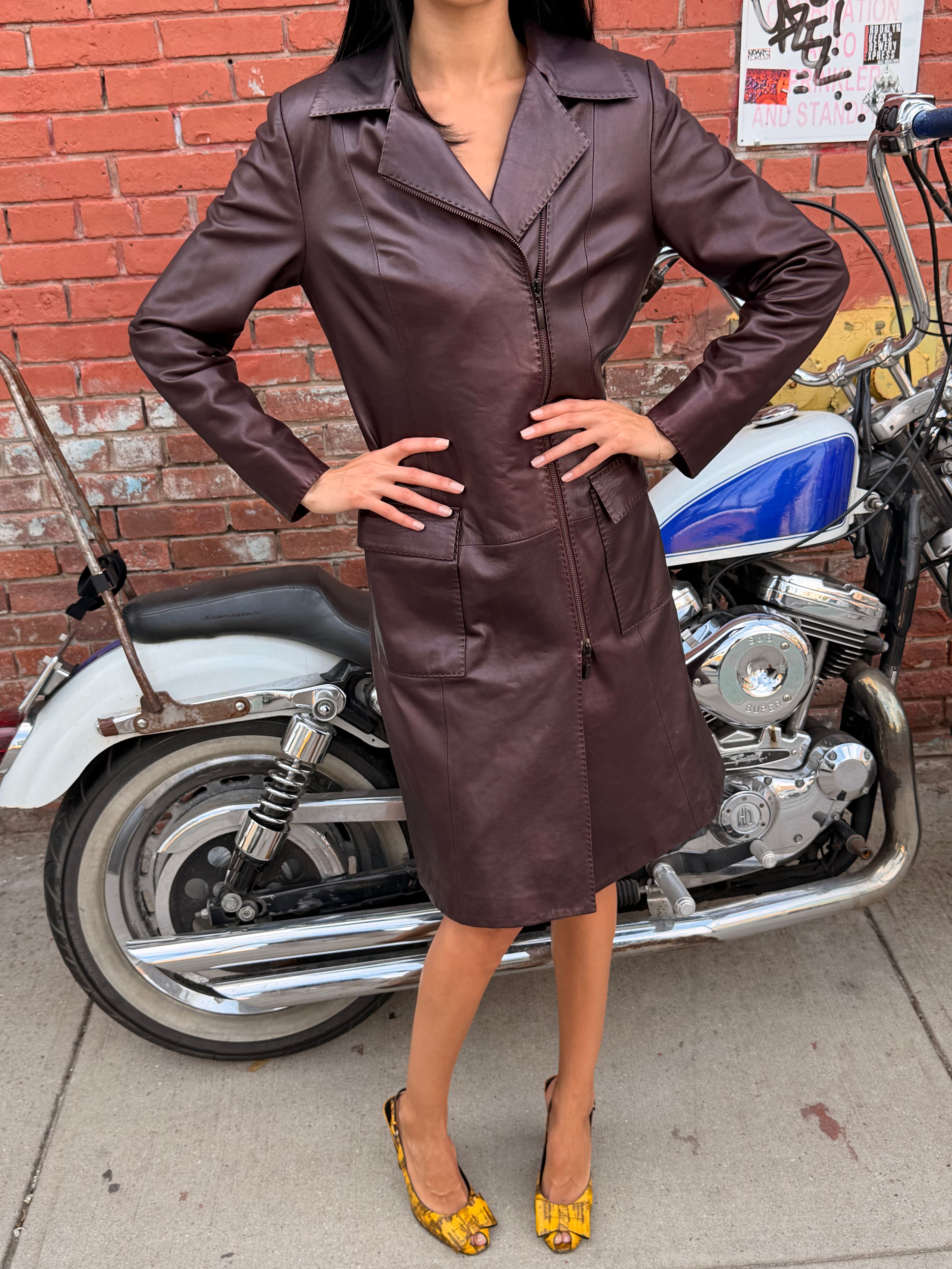 Network Leather Coat